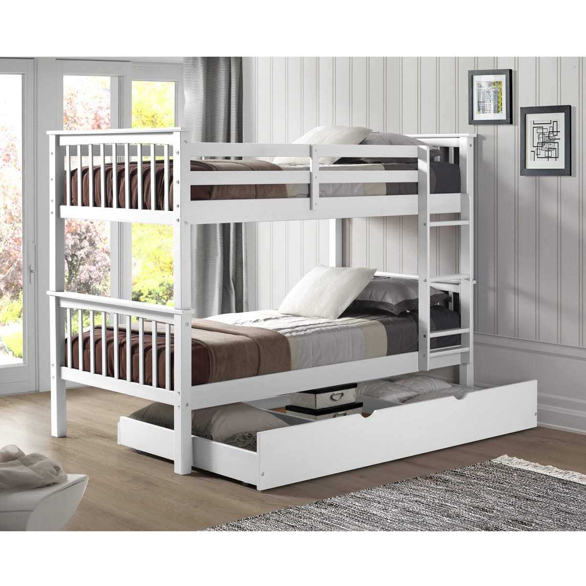 solid wood bunk beds with trundle