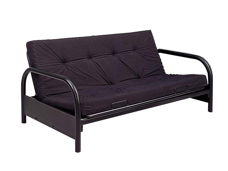 Basic Black Metal Futon Bed with Mattress Package (Full Size, 39 Inch Arms)  at Futonland