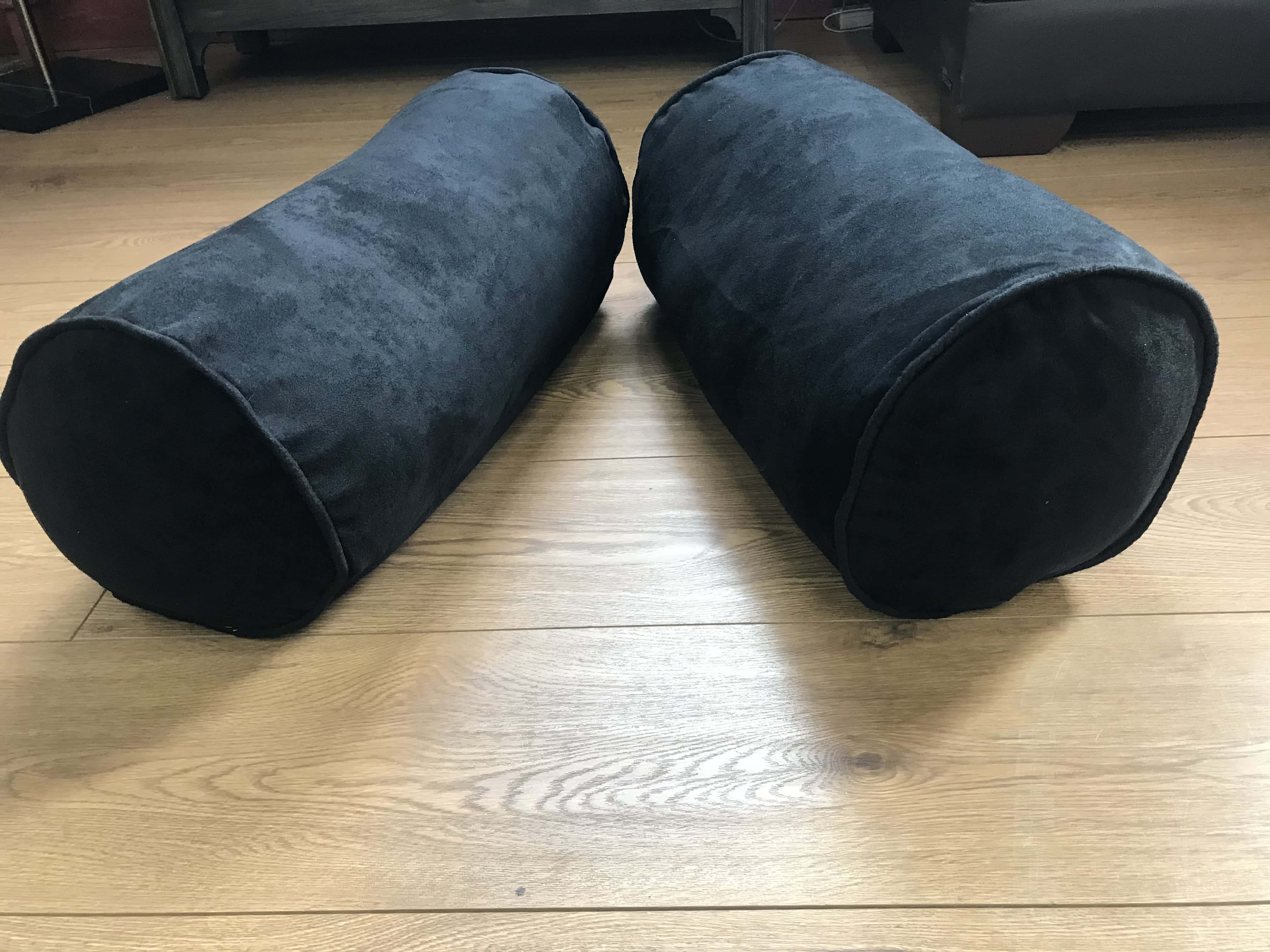 Suede Black Bolster Pillows 9x20 w/Piping (Set of 2) at Futonland
