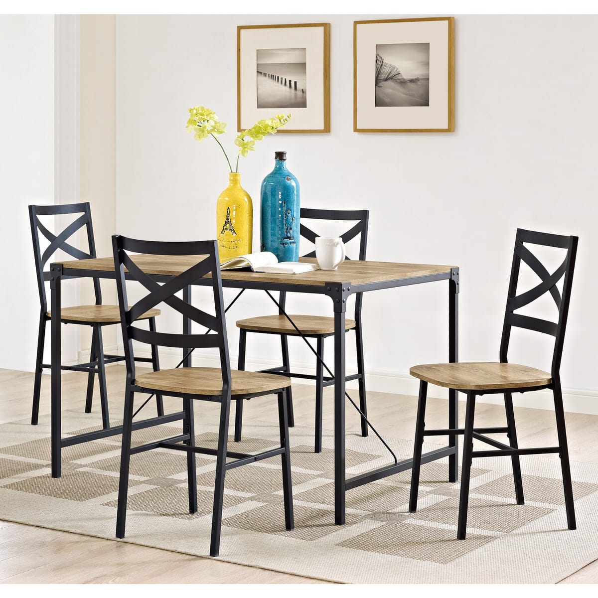 walker edison 5-piece wood dining set walker edison 5-piece wood dining set