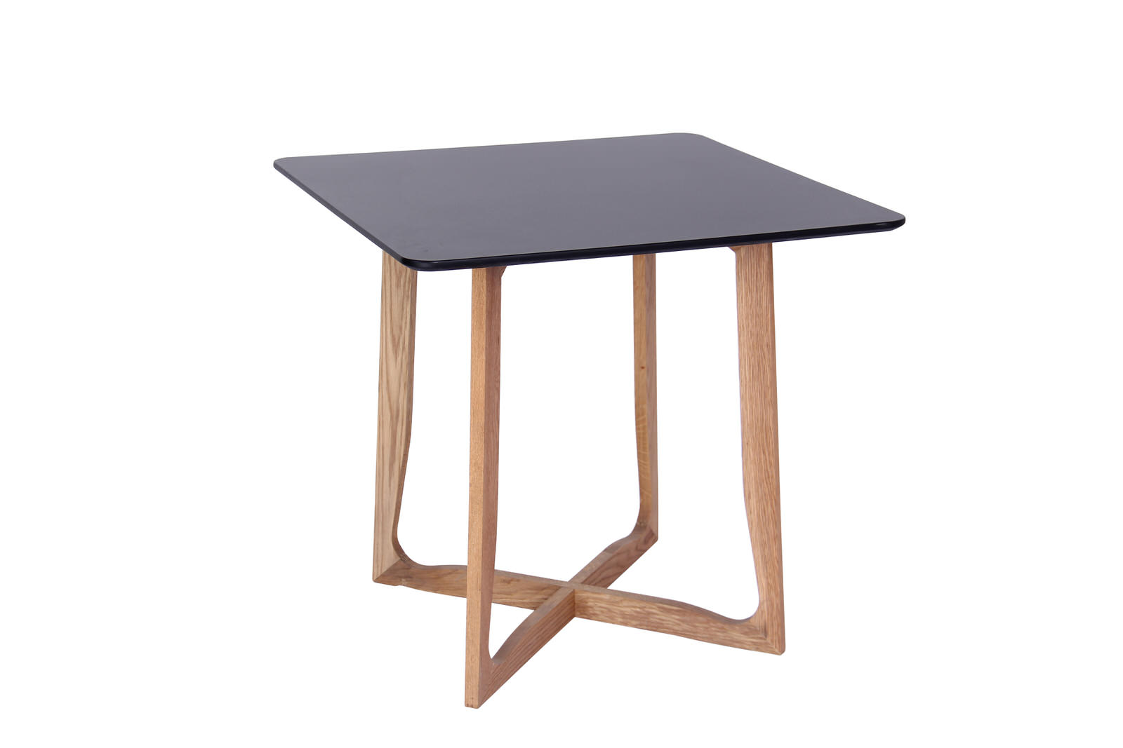 Cedar Square Bistro Black Dining Table W X Shaped Sled Base By Leisuremod