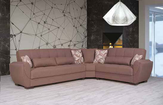 Armada Air Brown Chenille 112 Corner Sectional Sofa Sleeper by Casamode