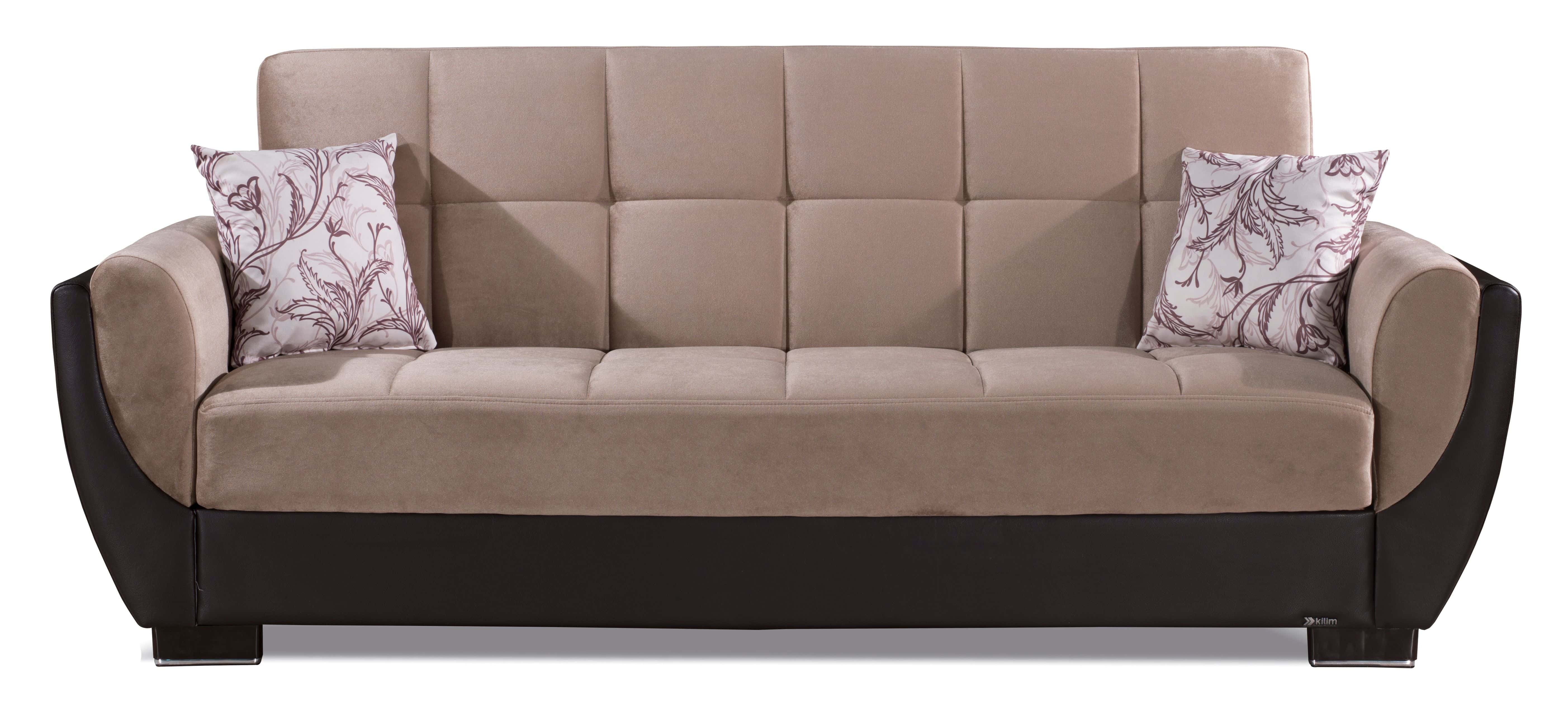 Armada Air Sand/Brown Chenille/PU 109 Sofa Bed by Casamode