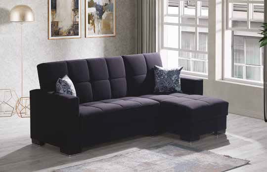 Armada Denim Dark Blue Fabric 11 Sectional Sofa Sleeper by Casamode