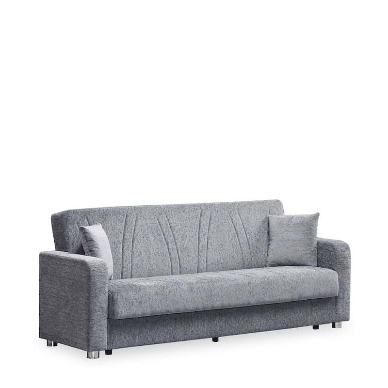 Elegance (Joker) Gray Chenille Fabric Convertible Sofa by Casamode