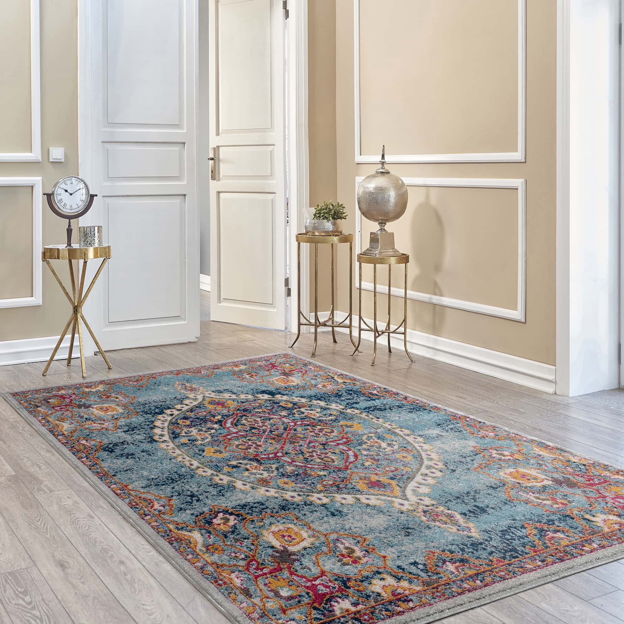 Ottomanson Rixos Collection Rug Rixos Collection Vintage Medallion Design Blue Rug at Futonland