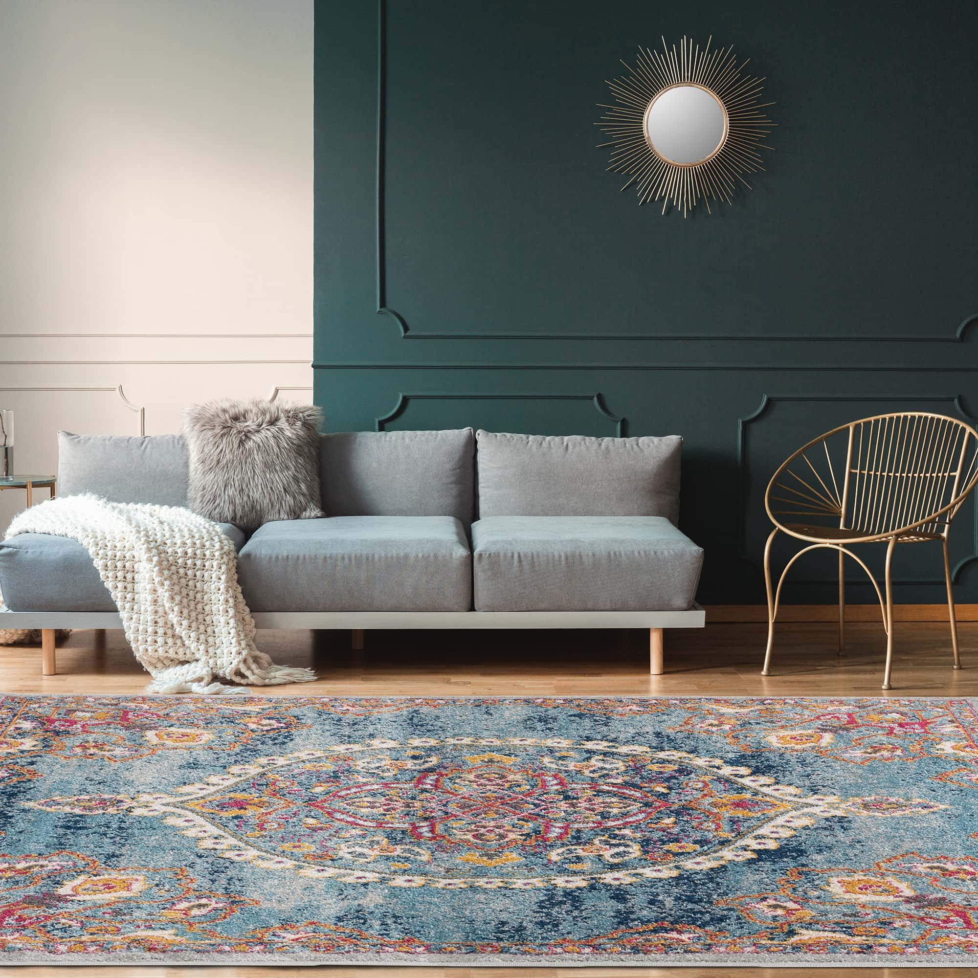 Ottomanson Rixos Collection Rug Rixos Collection Vintage Medallion Design Blue Rug by Casamode