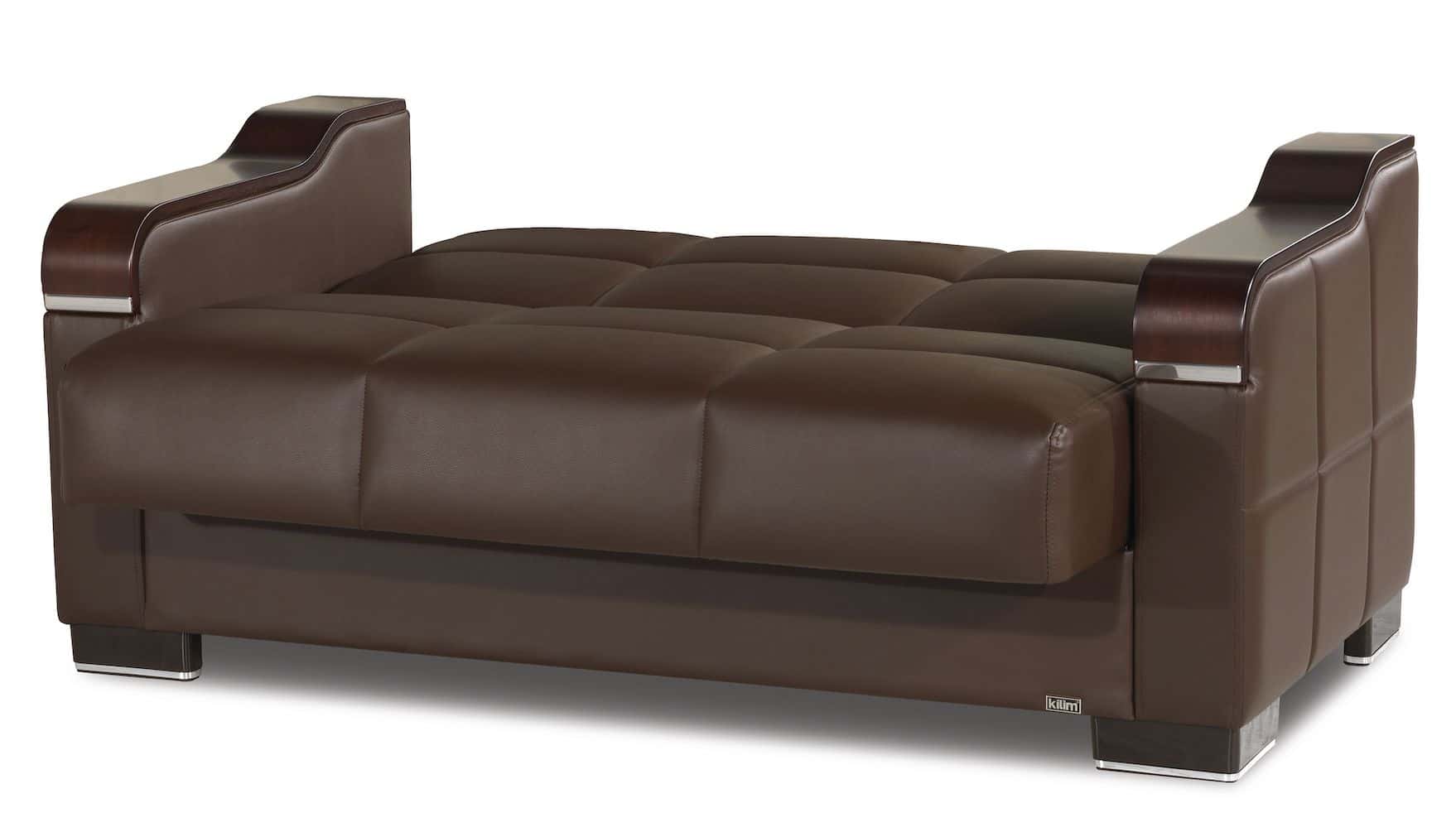 Uptown Brown PU Leatherette Convertible Loveseat by Casamode