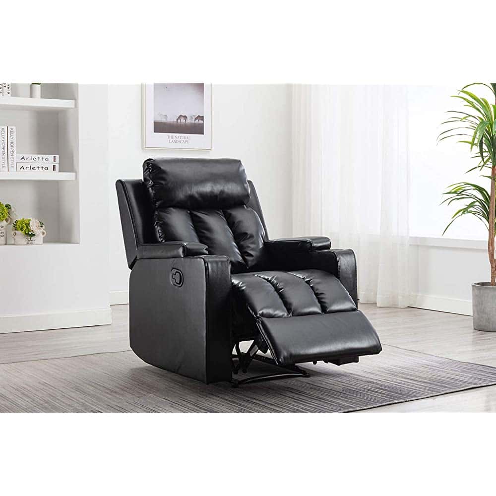Zoy Black PU Recliner Chair at Futonland