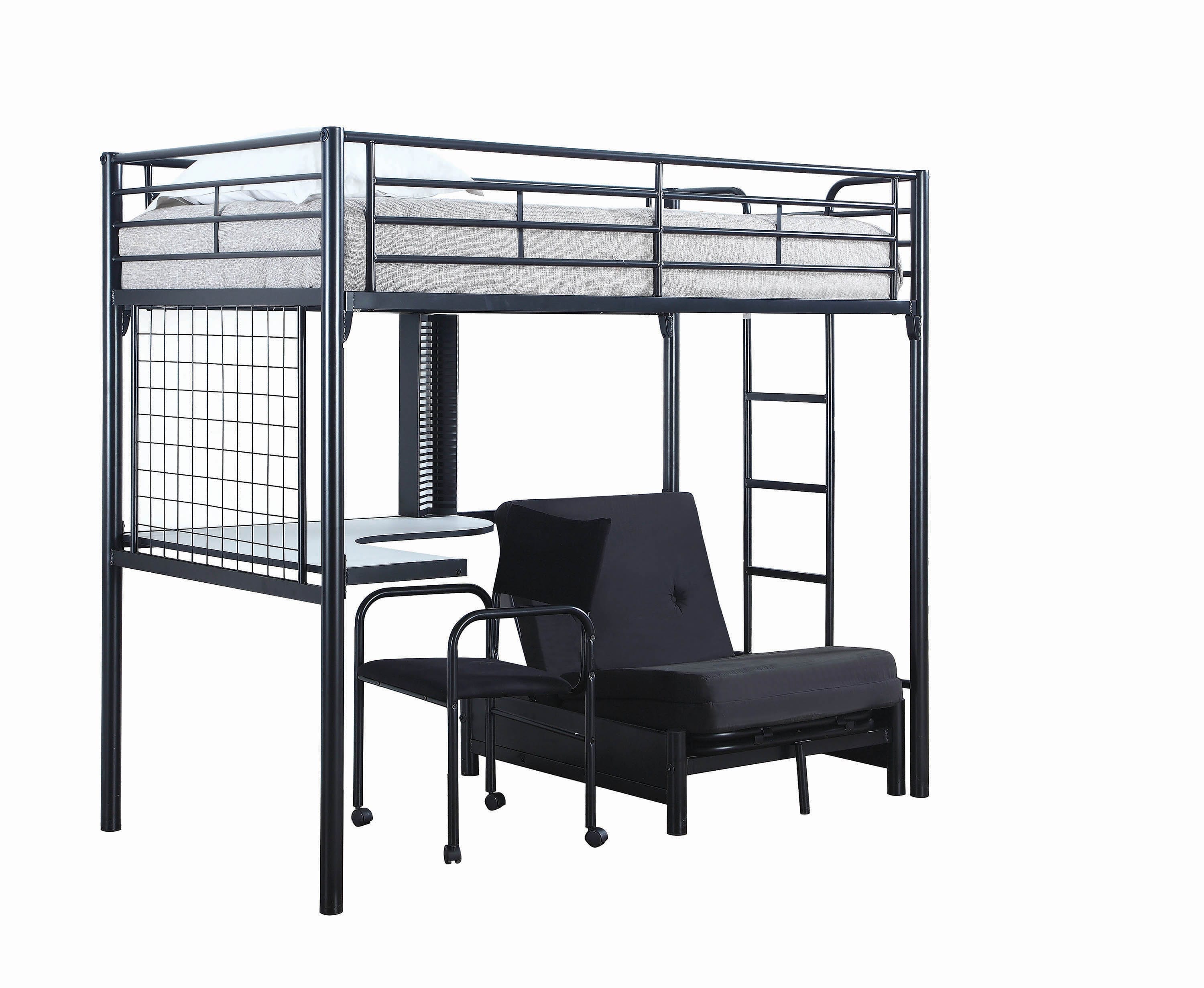 Jenner Futon Contemporary Metal Loft Bunk Bed W Desk By Coaster