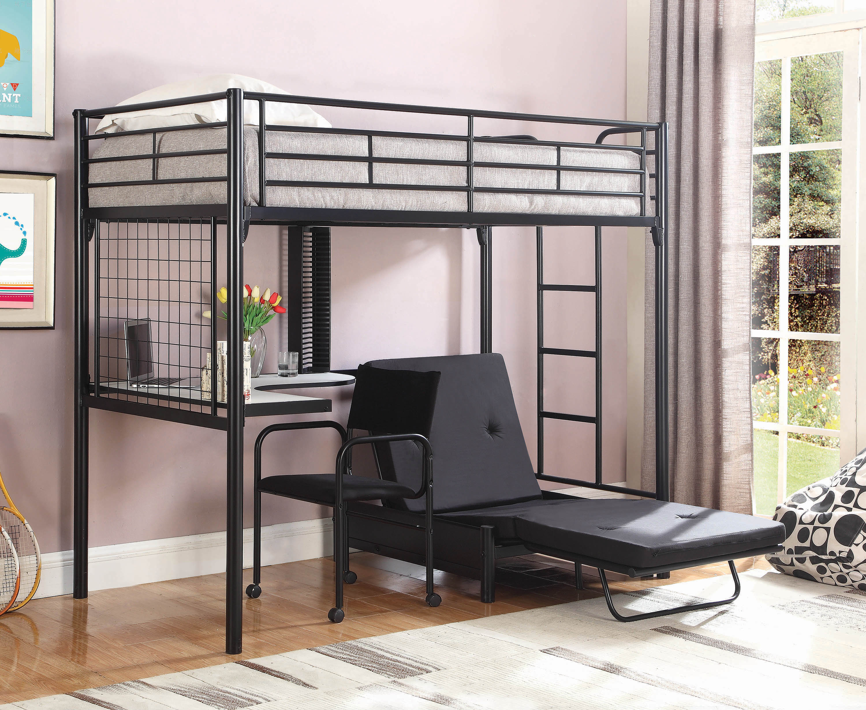 loft bed with futon and desk