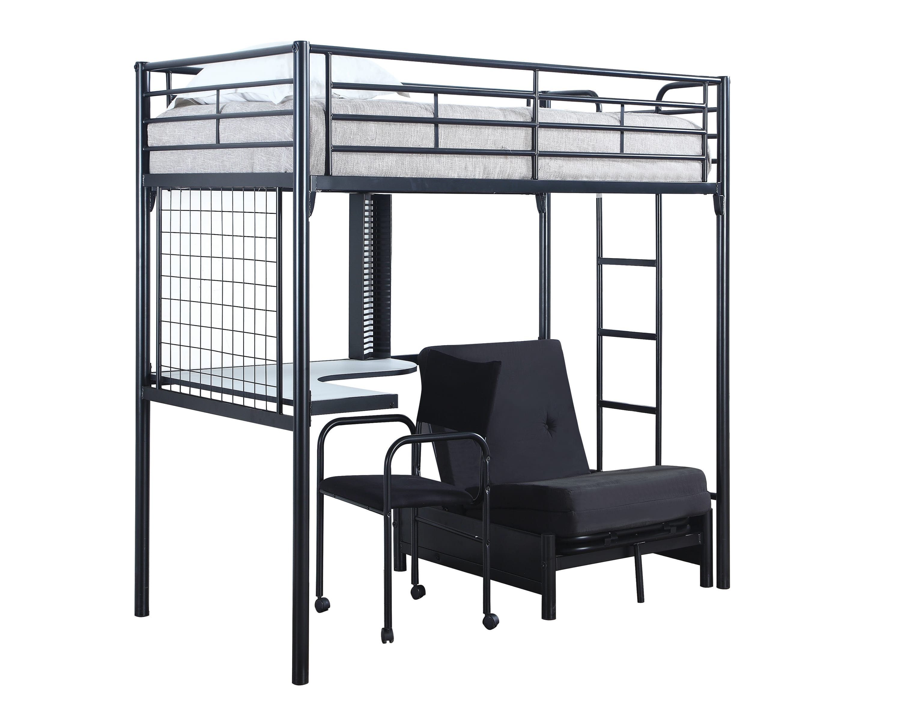 Jenner Futon Contemporary Metal Loft Bunk Bed w/ Desk by Coaster