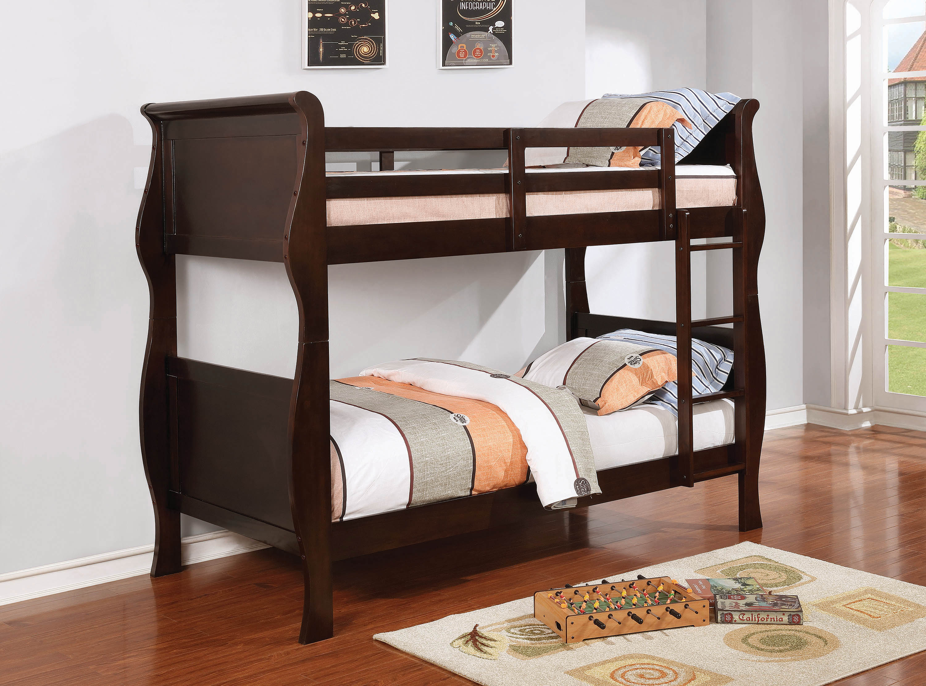 Benson Cappuccino Twin Over Twin Bunk Bed By Coaster