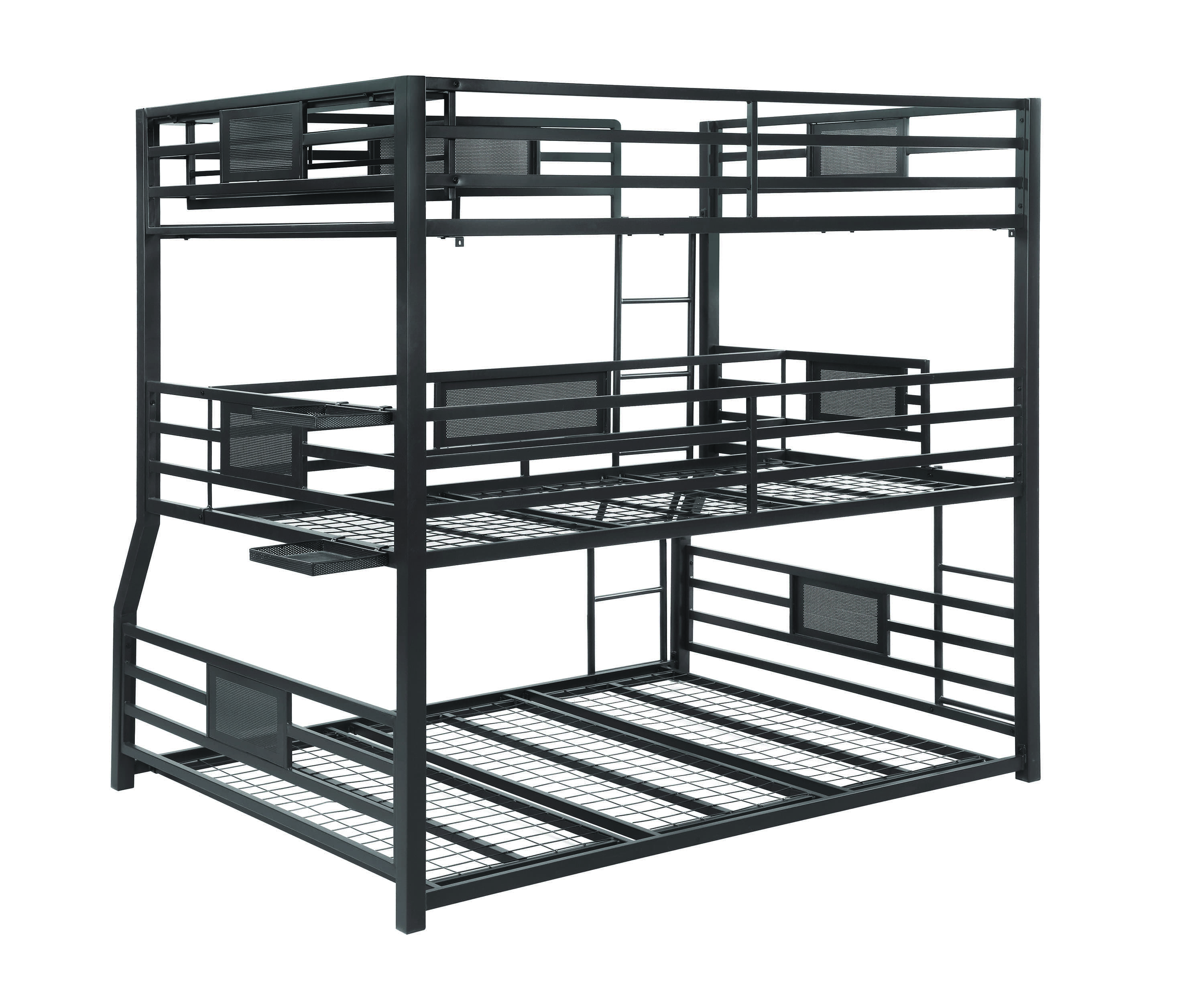 Rogen Dark Bronze Full/Twin XL/Queen Triple Bunk Bed at Futonland