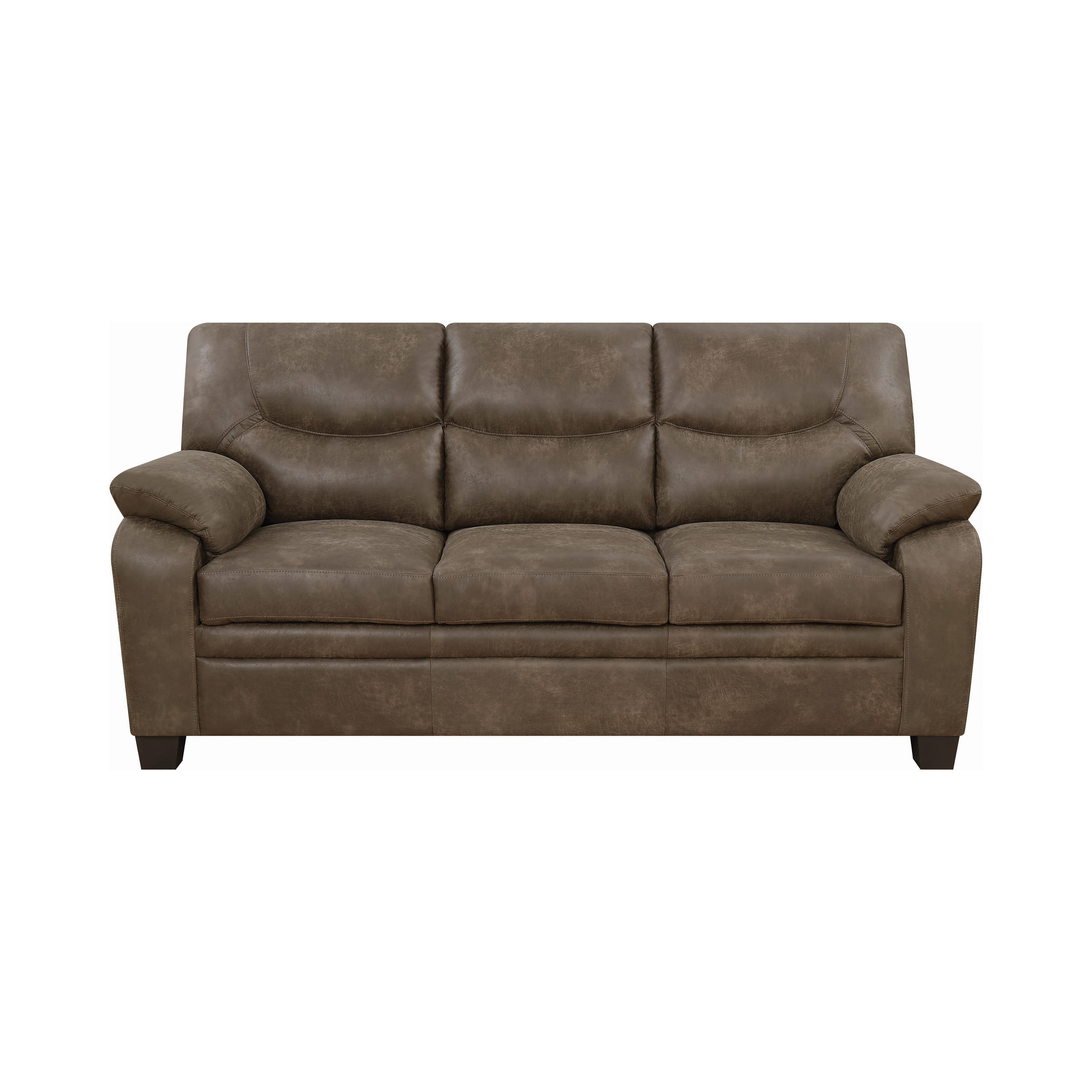 Meagan Brown Upholstered Sofa w/Pillow Top Arms by Coaster Fine Furniture