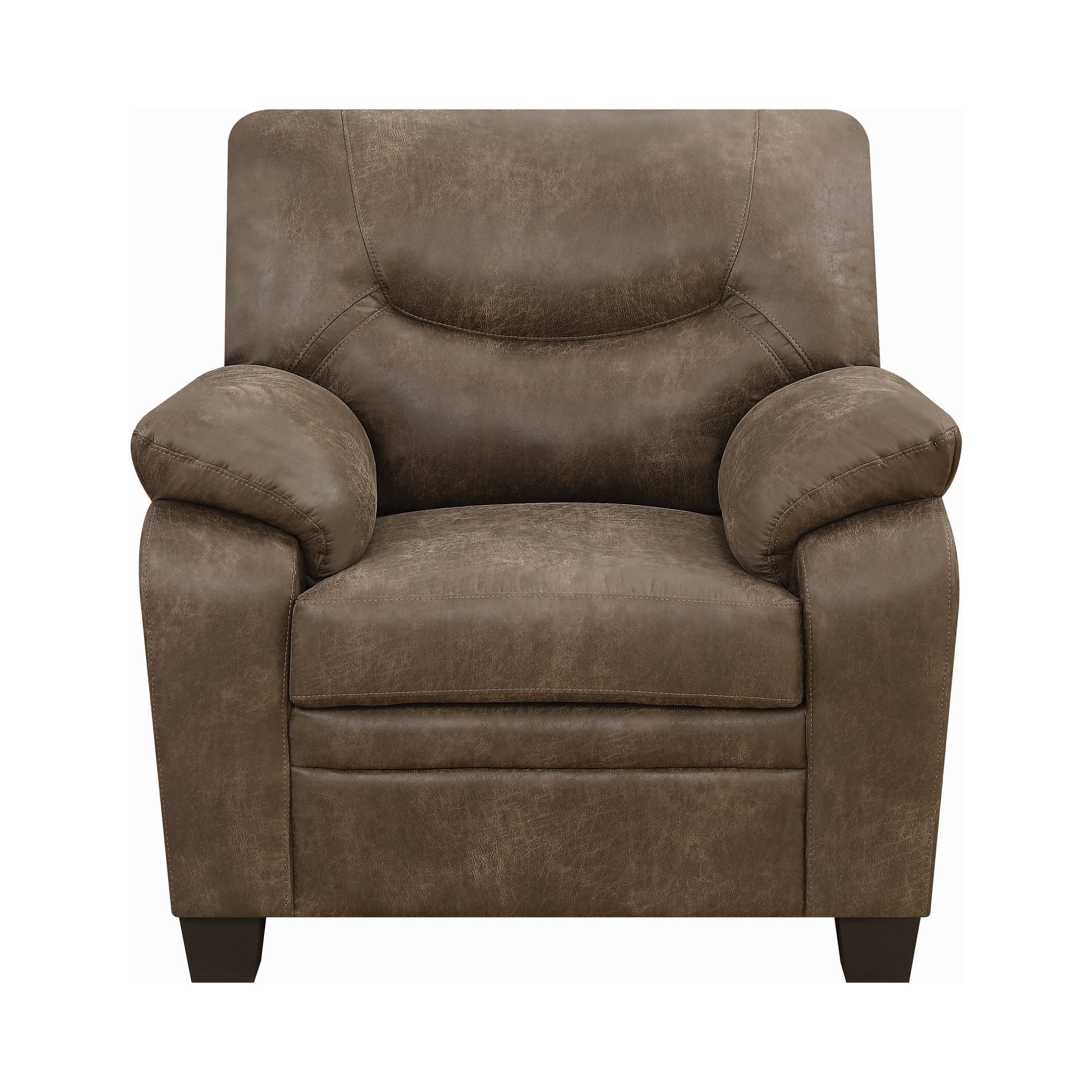 Meagan Brown Upholstered Chair w Pillow Top Arms by Coaster
