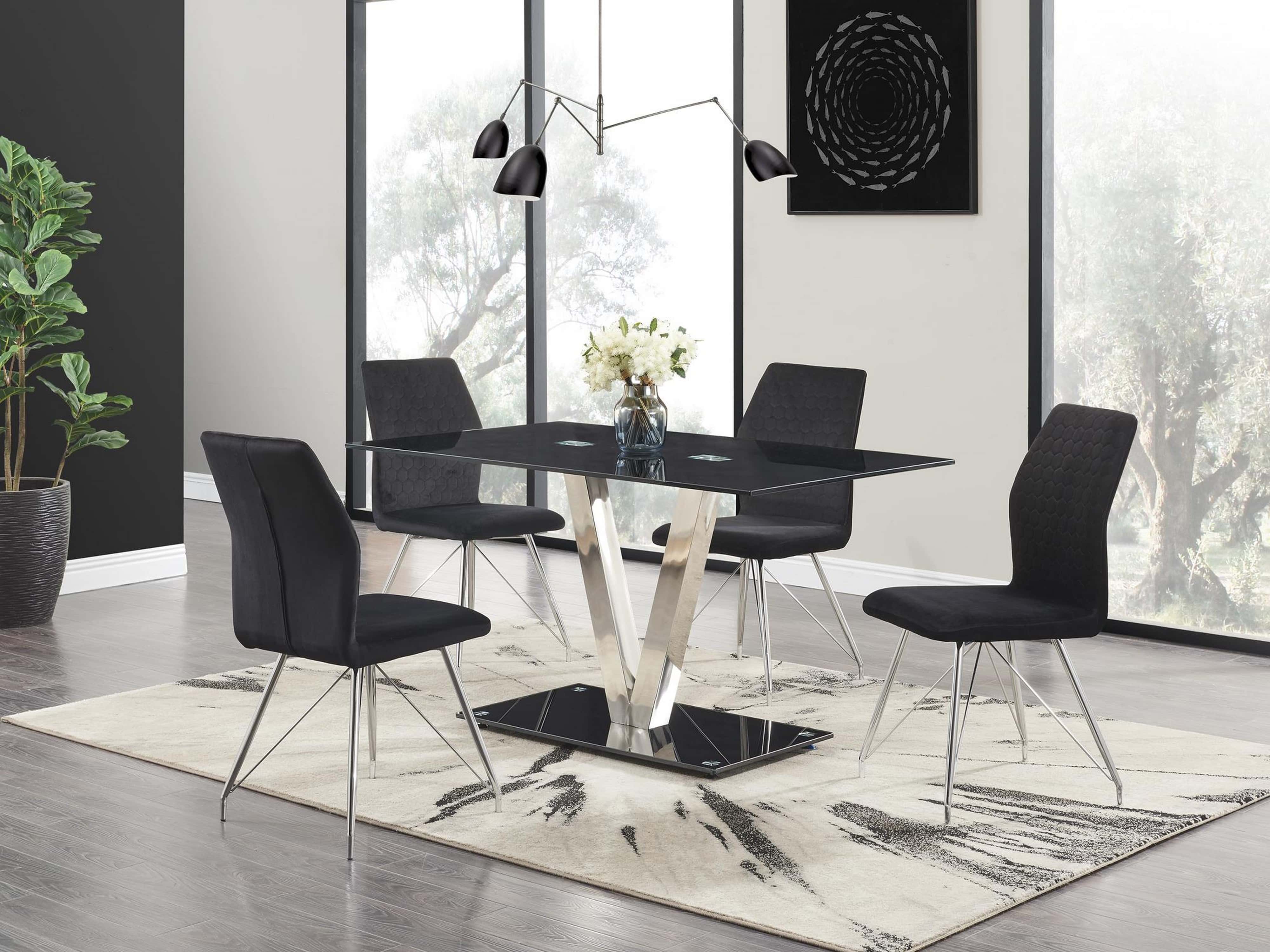 Black Glass Dining Room Sets : Black Transparent 110cm Dining Table Set 8mm Tempered Glass Dining Table With 4pcs High Back Chairs Dining Room Sets Aliexpress / Finding dining room sets for large families can be difficult.