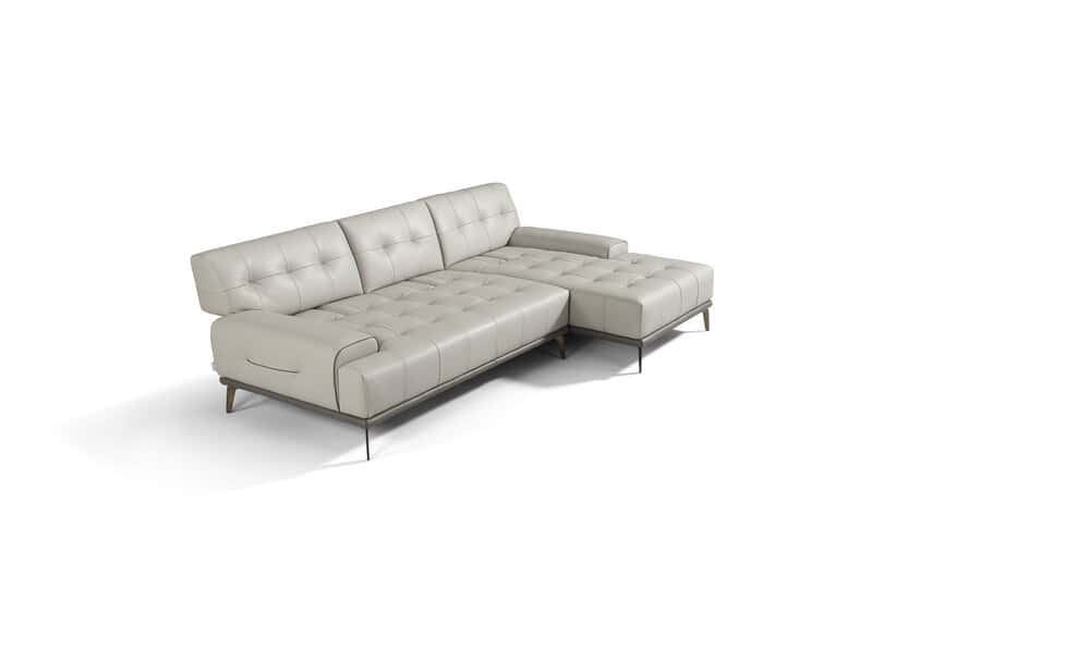 Joey 0258 Sectional Sofa Leather Spessorato Light Gray Cenere/Dark Gray by  Diven Living