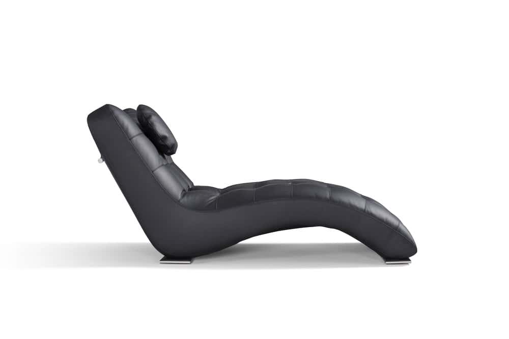 Manhattan Chaise Lounge Leather Spessorato Black by Diven Living