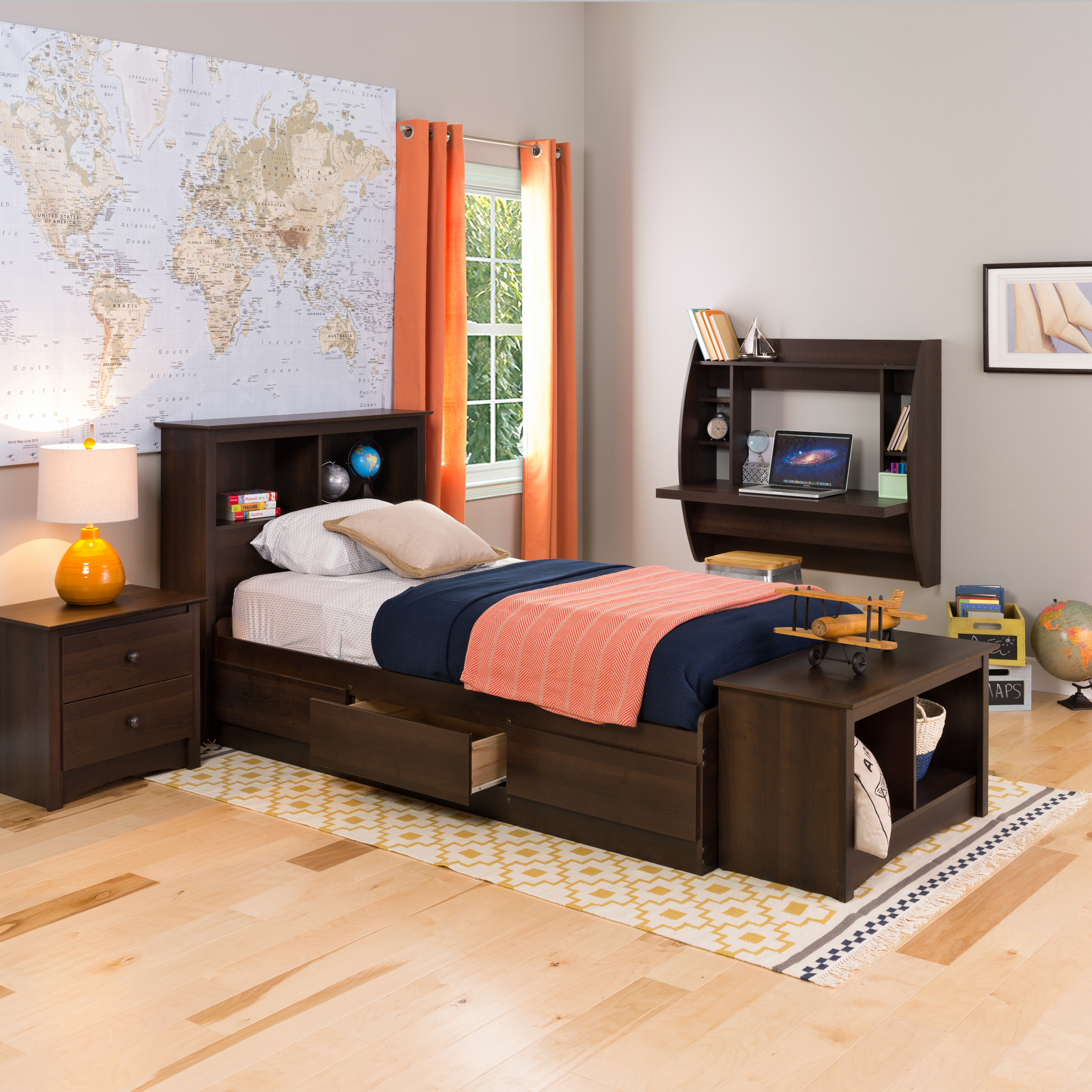 Twin Platform Storage Bed (3 Drawers) - Thumbnail 5
