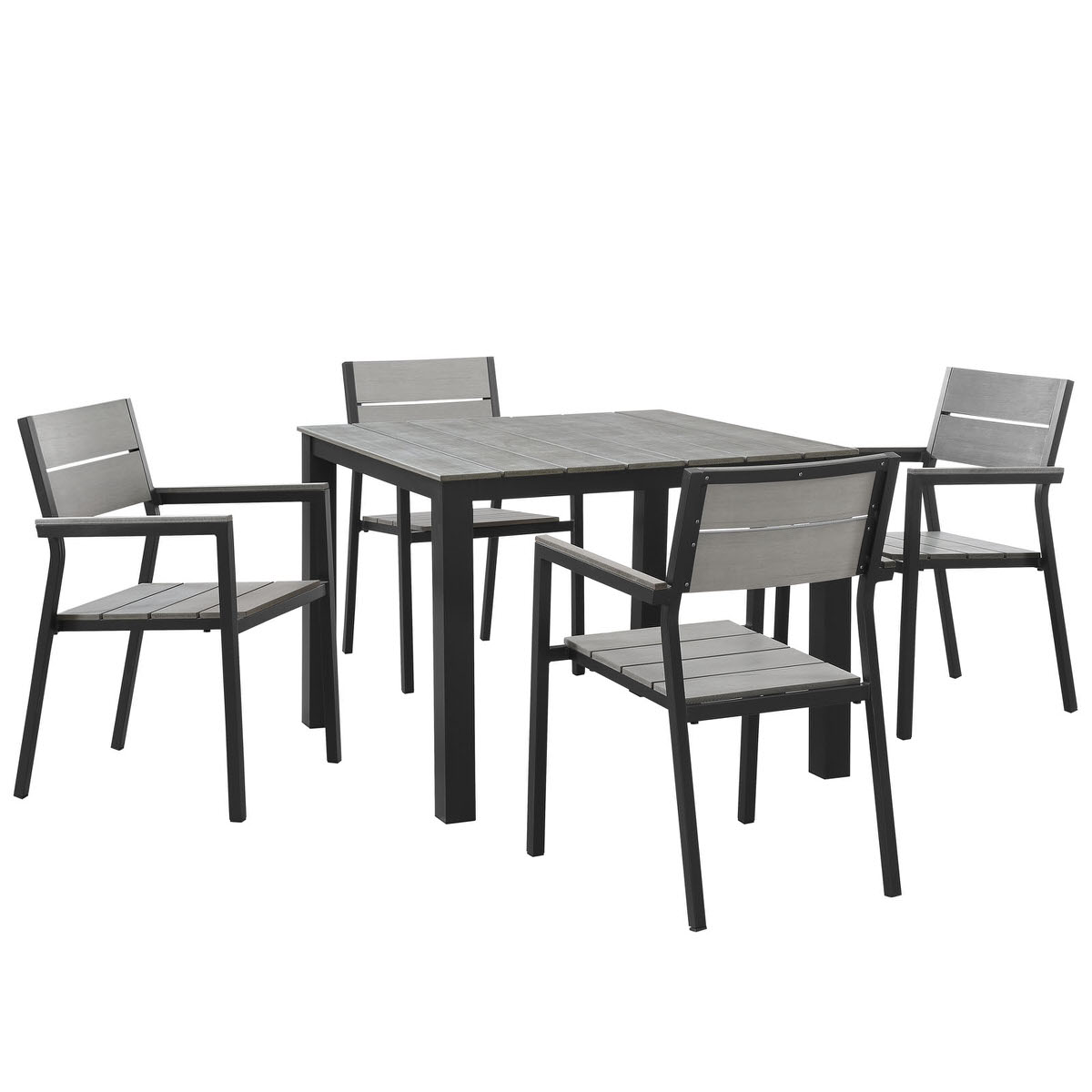 Maine 5 Piece Outdoor Patio Dining Set Brown Gray 1 by Modern Living