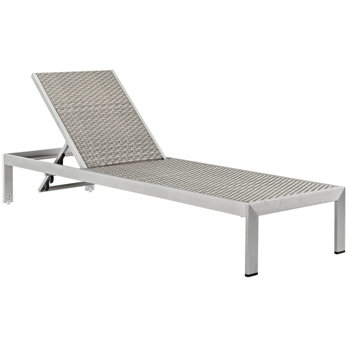 Shore Outdoor Patio Aluminum Rattan Chaise Silver Gray by