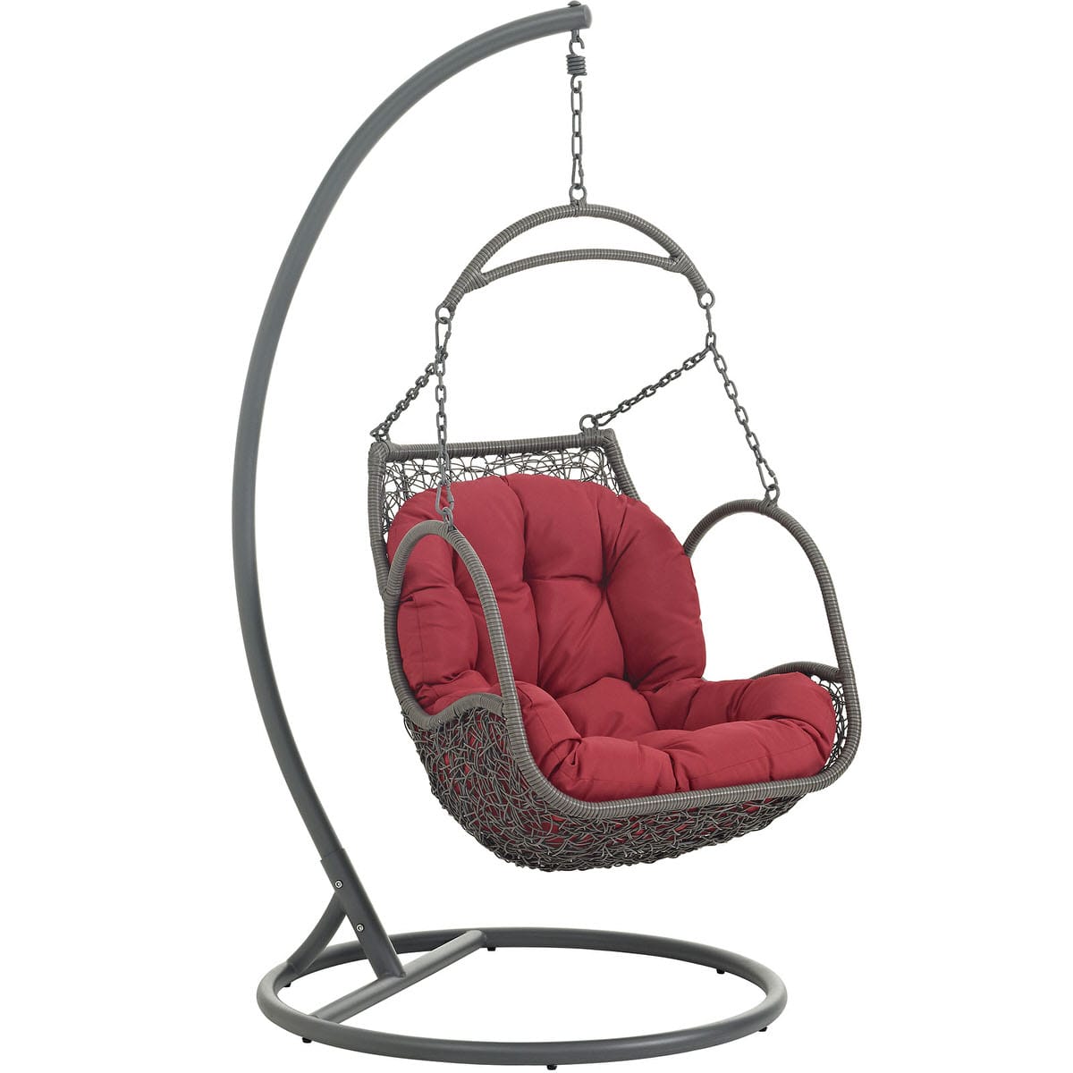 Elon Swing Chair with Red Cushion (Brown & Black)