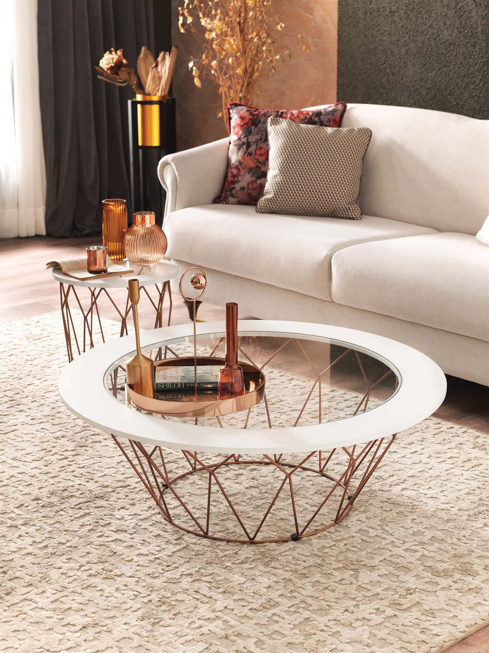 Folk Coffee Table w/Metal Leg by Enza Home