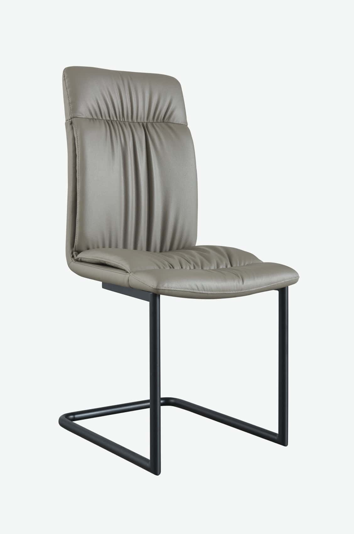 1254 Grey Leather Dining Chair - Thumbnail 2
