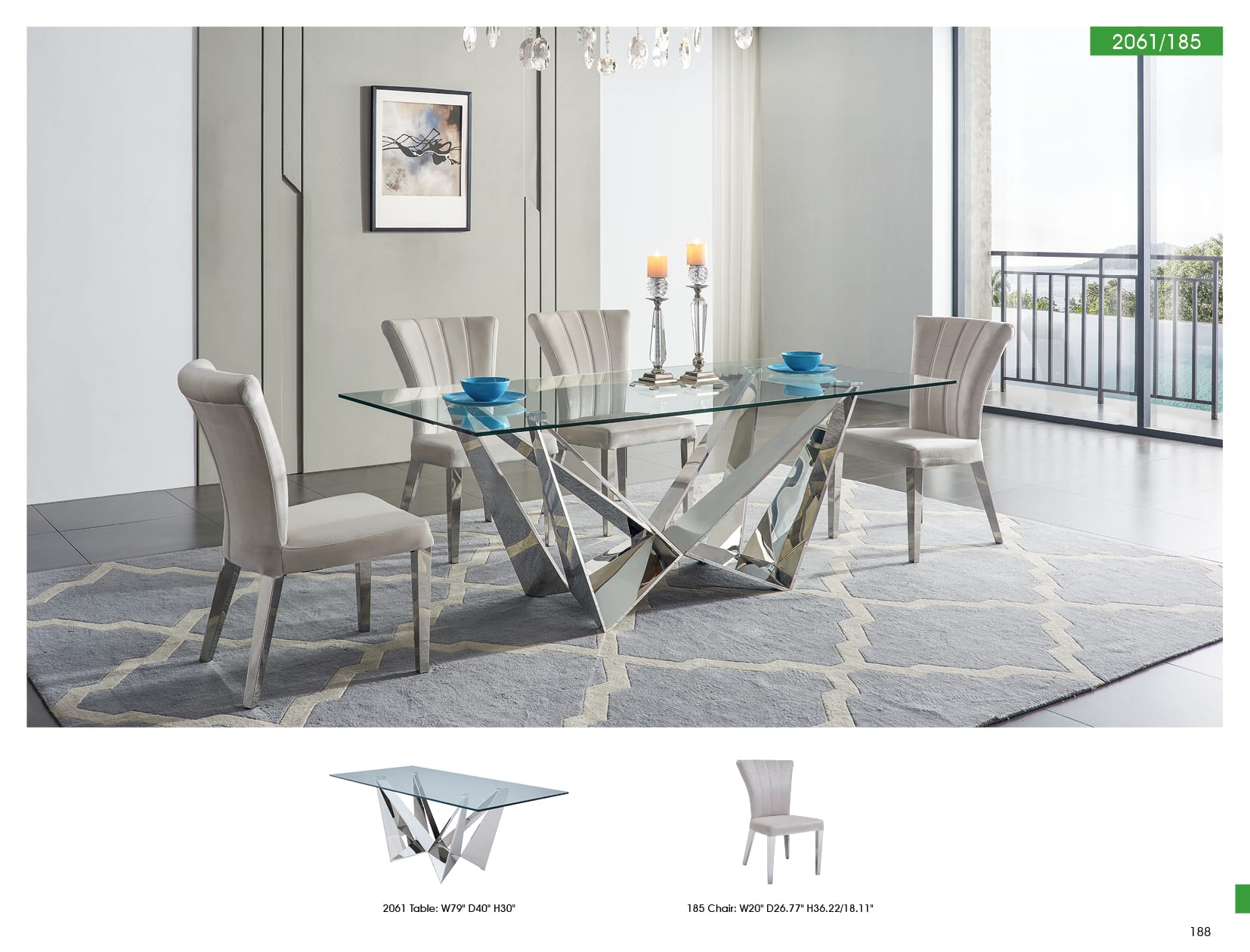 Rectangular Glass Top Dining Table 2061 - Thumbnail 3
