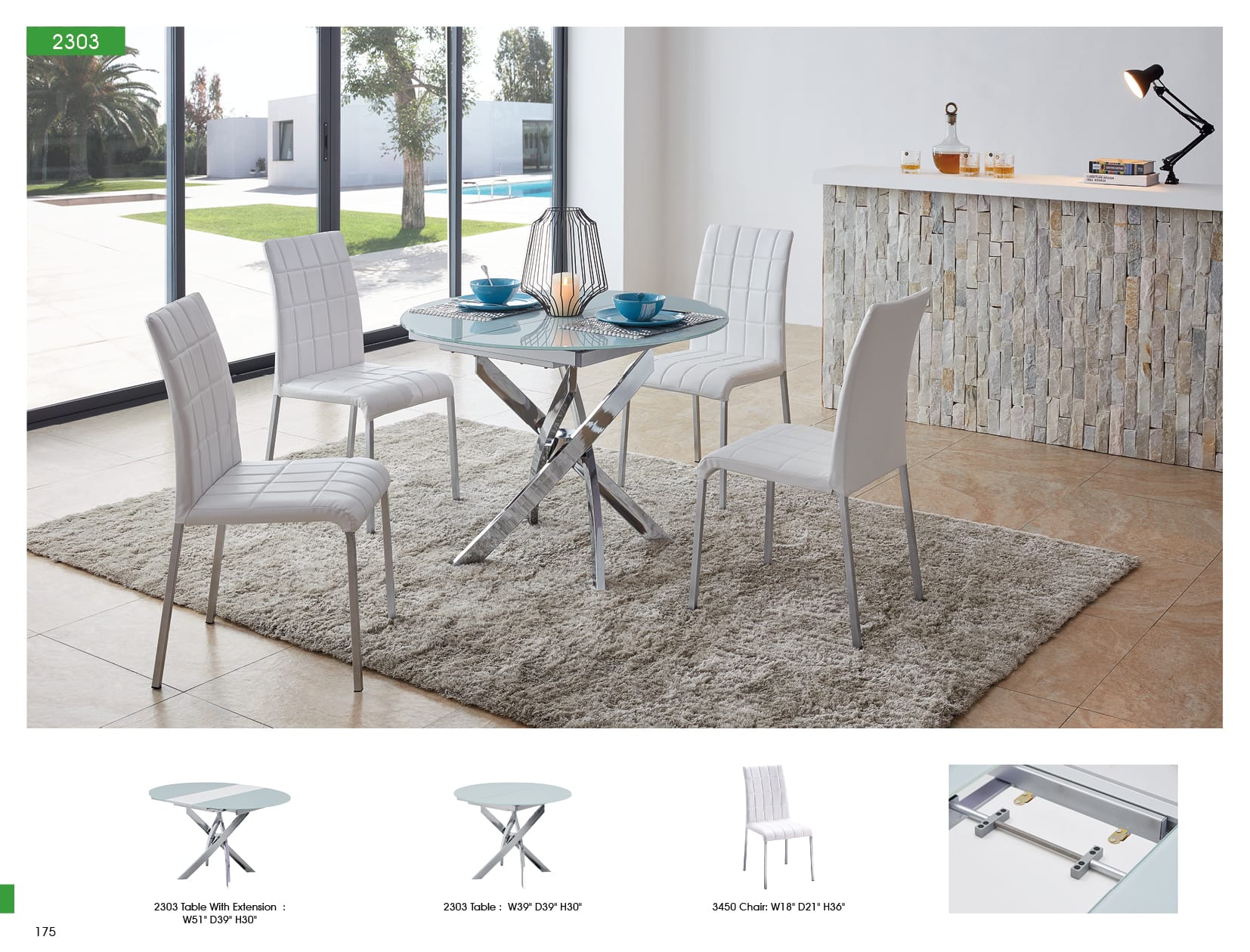 3450 White Dining Chair - Thumbnail 2