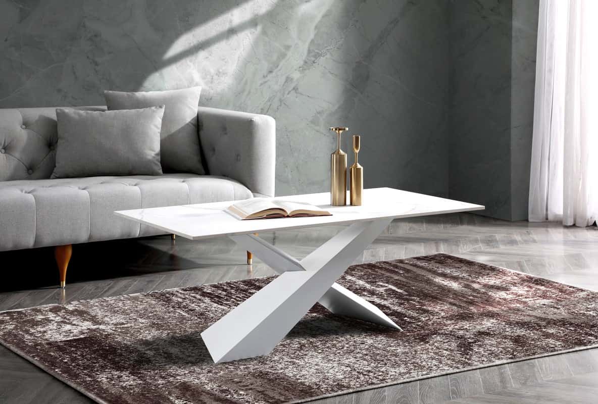 6046 White Ceramic Coffee Table - Thumbnail 2