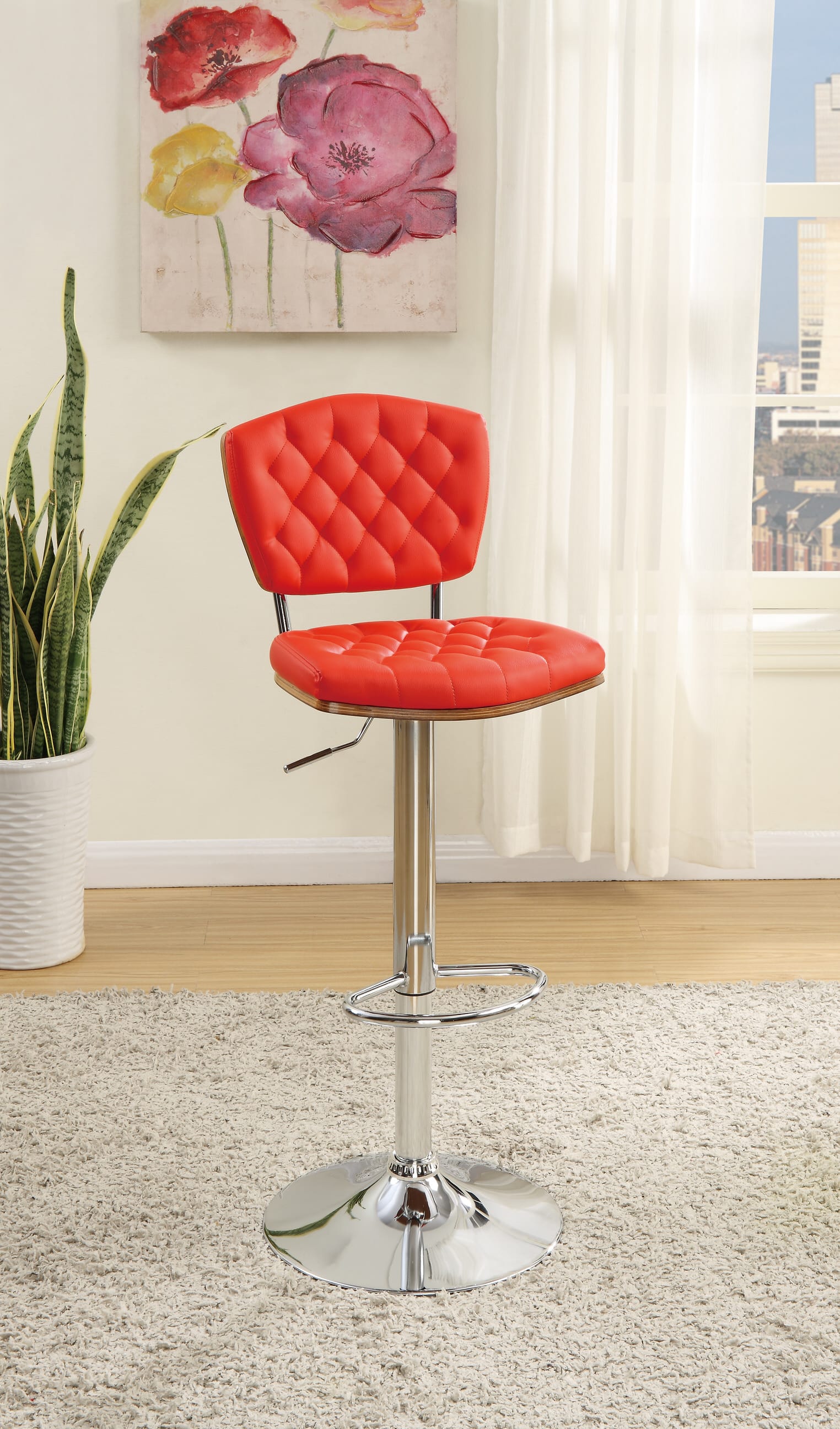 F1582 Red Barstool Set Of 2 By Poundex