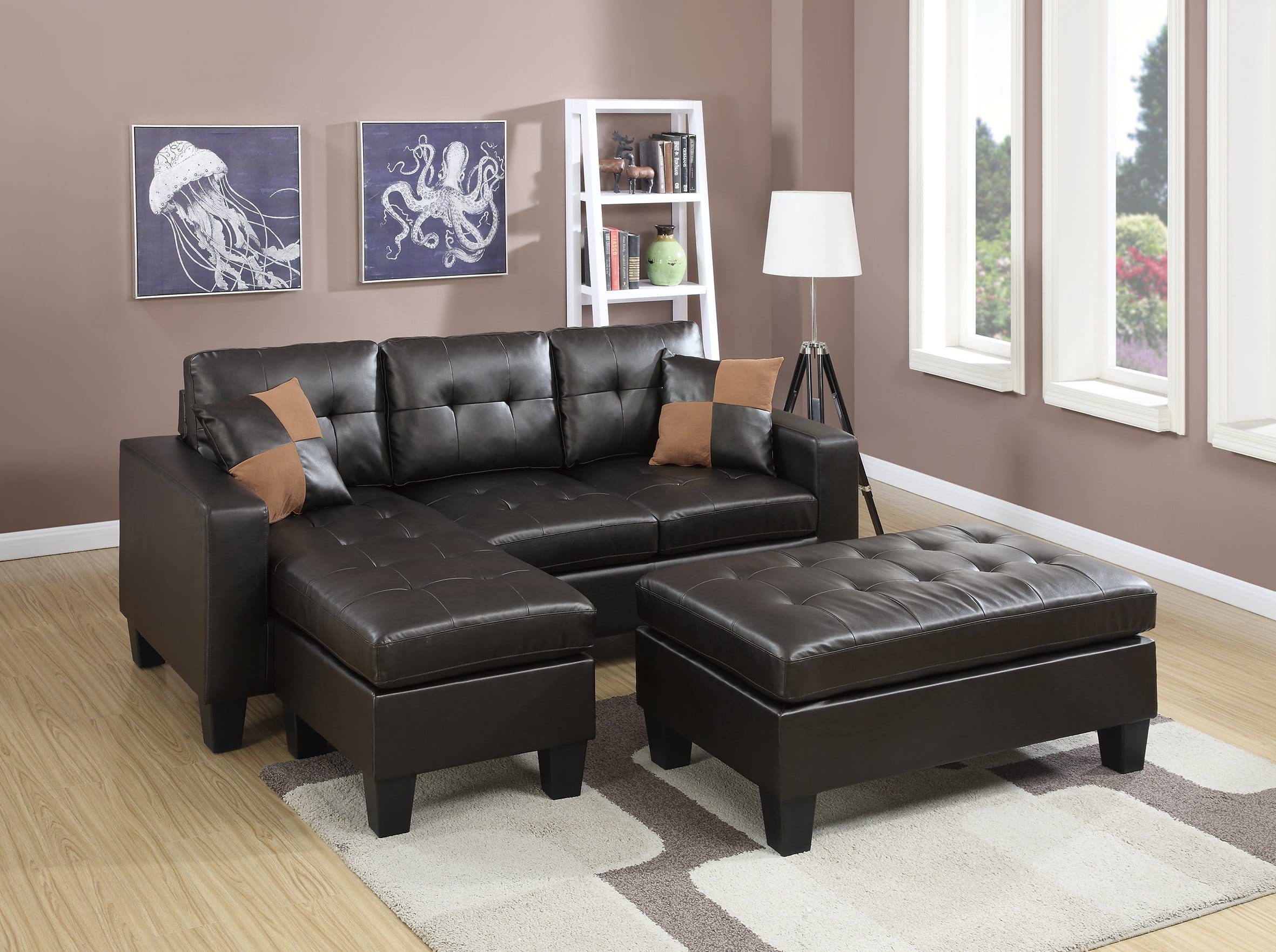 F6927 Espresso Sectional Sofa Set By