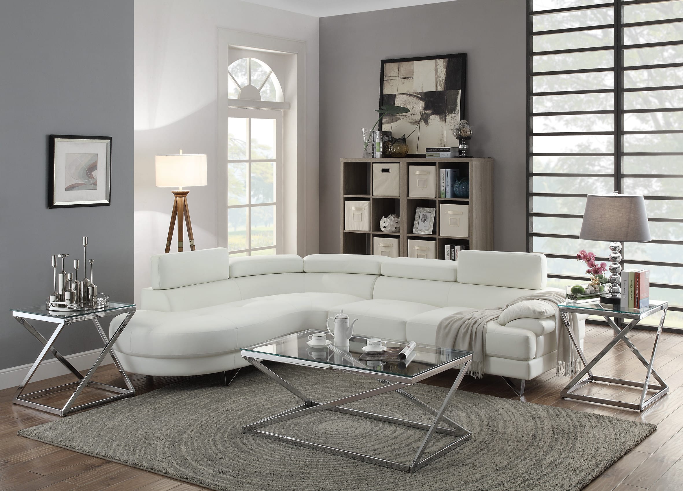 F6985 white sectional sofa by poundex deals