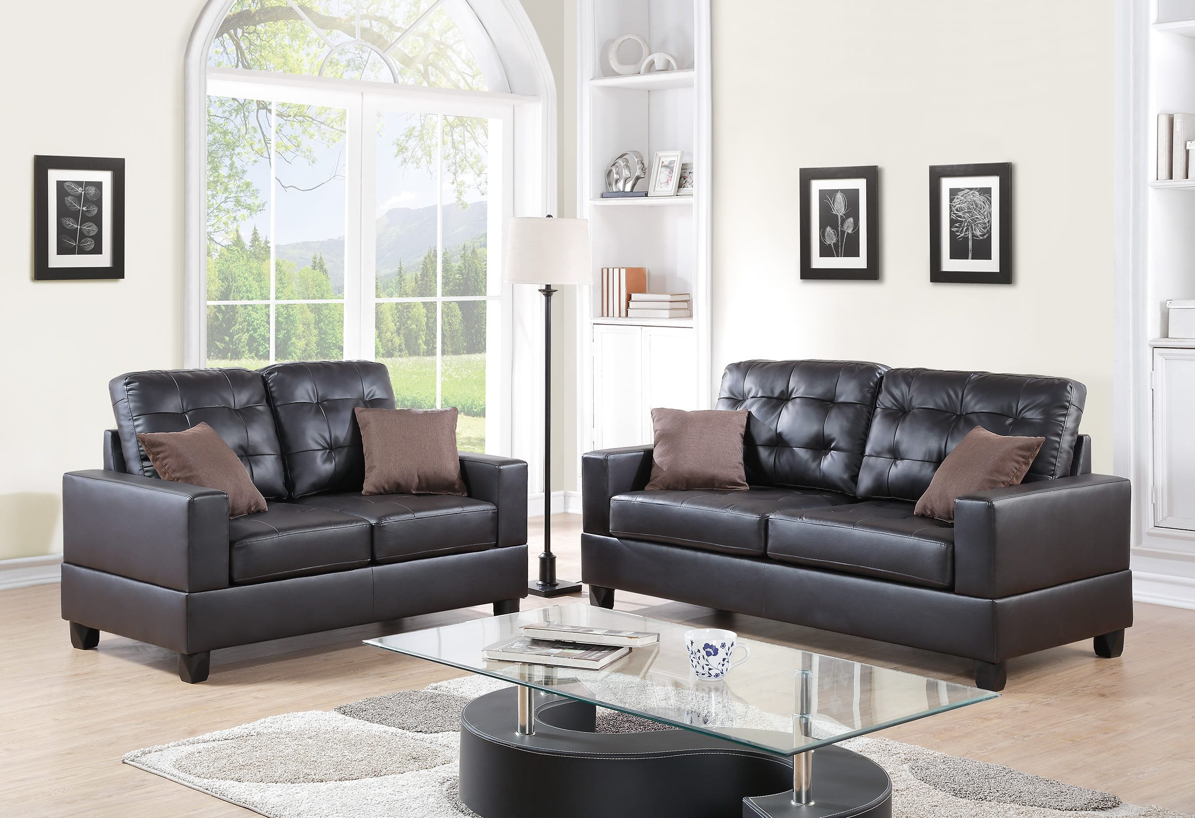 F7857 Espresso 2 Pcs Sofa Set by Poundex