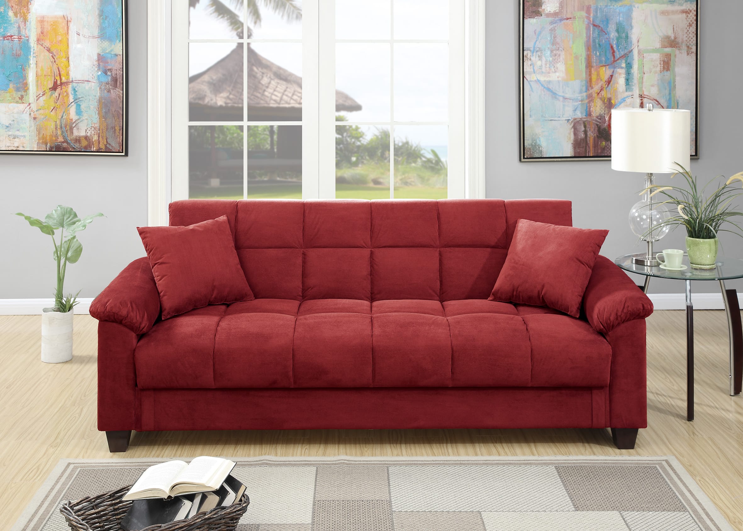 ashley furniture red sofa bed