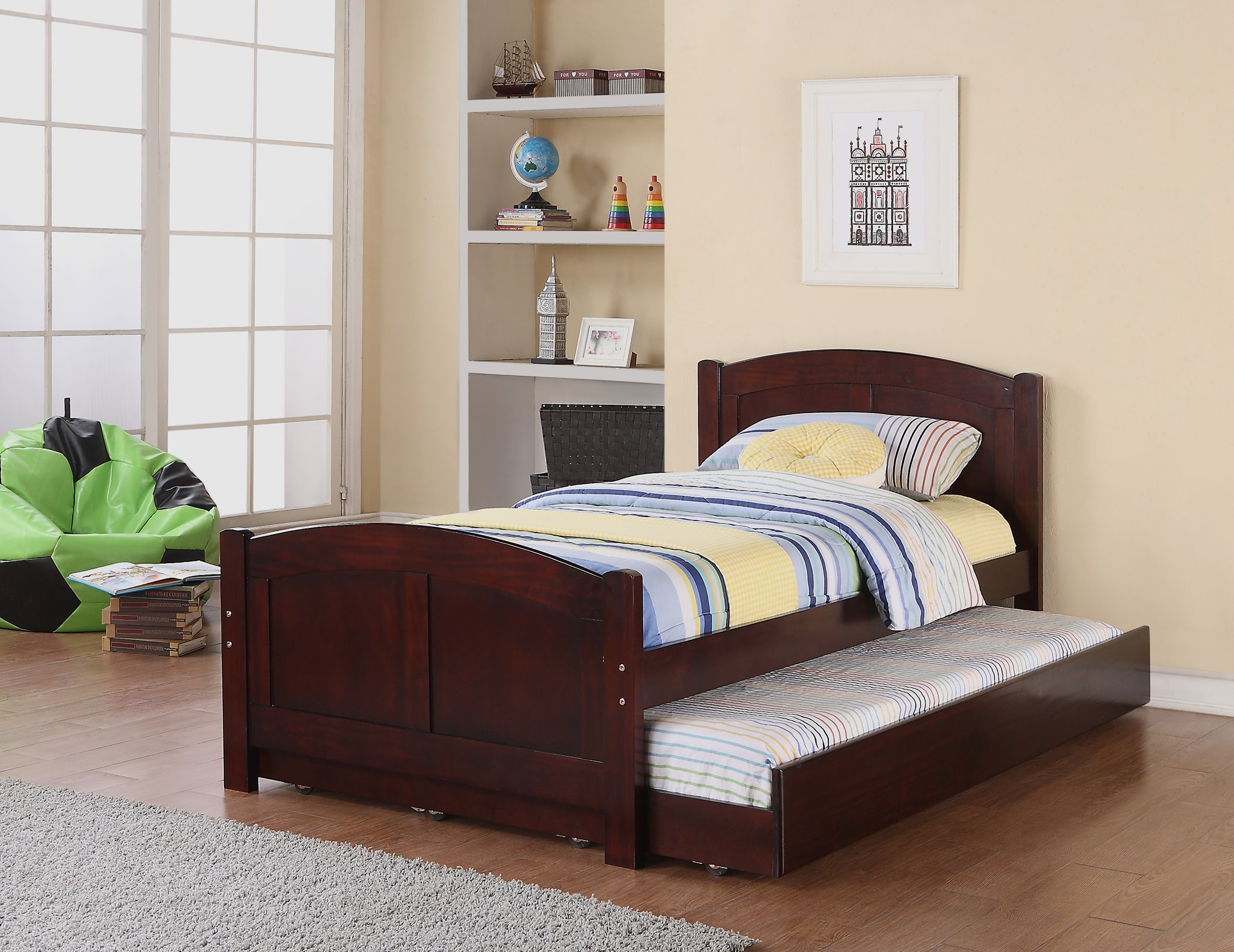 F9217 Dark Cherry Twin Bed By Poundex