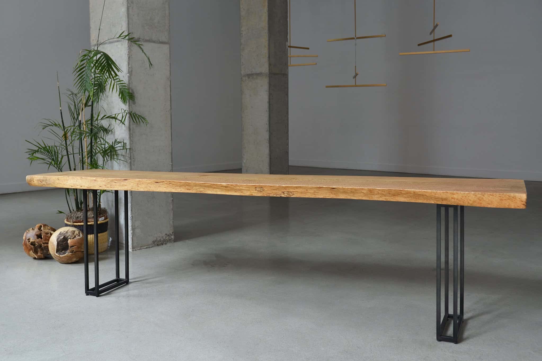 Wireframe Dining Table Base Wide - Iron/Clear Powder Coat at Futonland