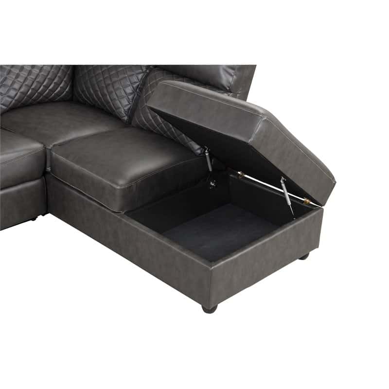 Charlotte Gray Faux Leather Sectional Sofa by Galaxy Furniture