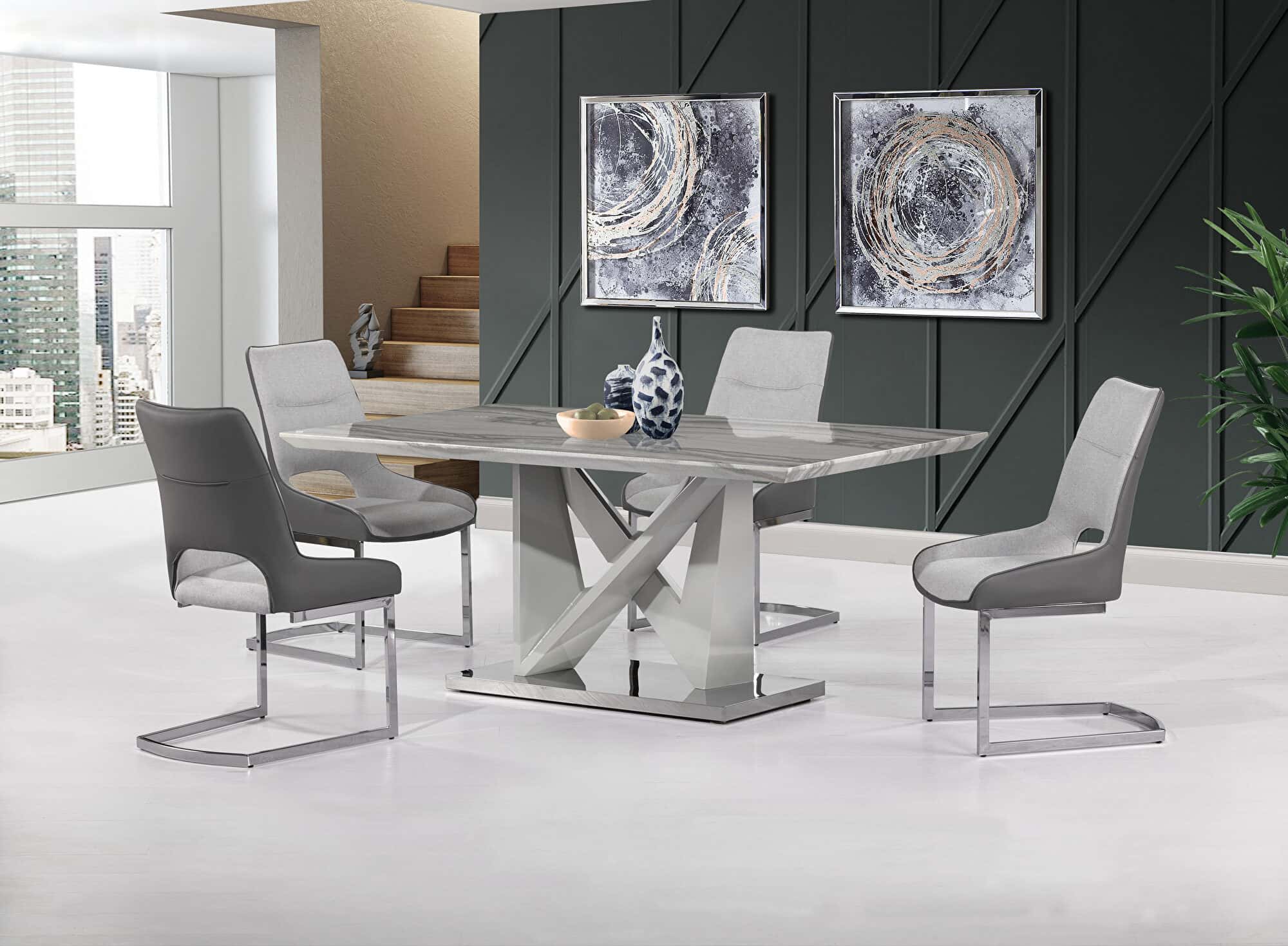 D844DT Gray Marble Dining Table by Global Furniture