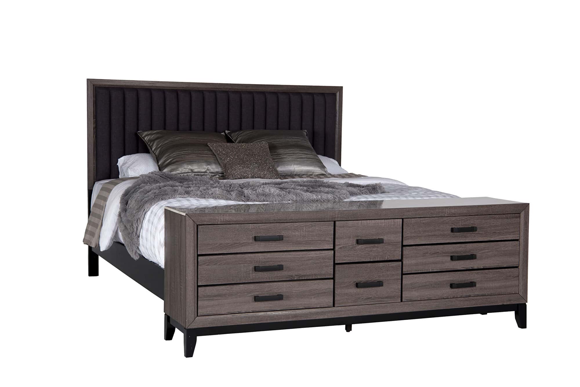 Laura Foil Gray Marble Bedroom Set w/Storage at Futonland
