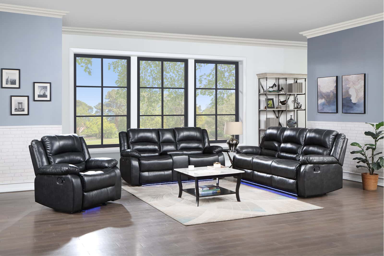 Martin Black Faux Leather Sofa & Loveseat by Galaxy Furniture