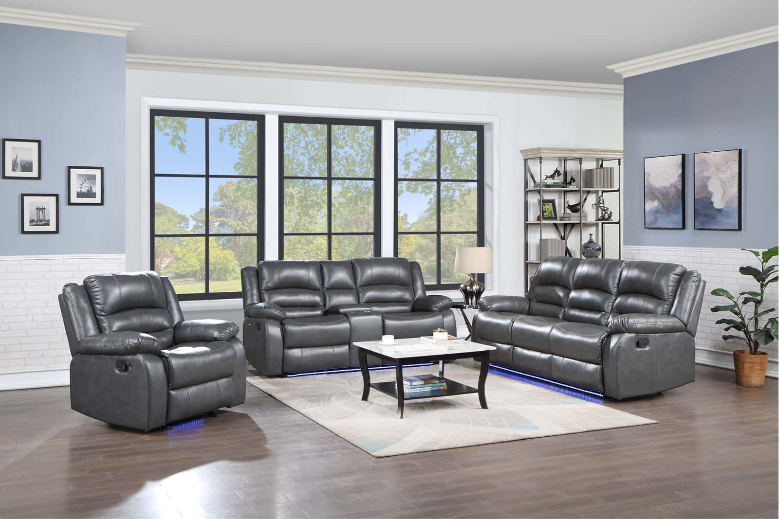 Martin Gray Faux Leather Sofa & Loveseat by Galaxy Furniture