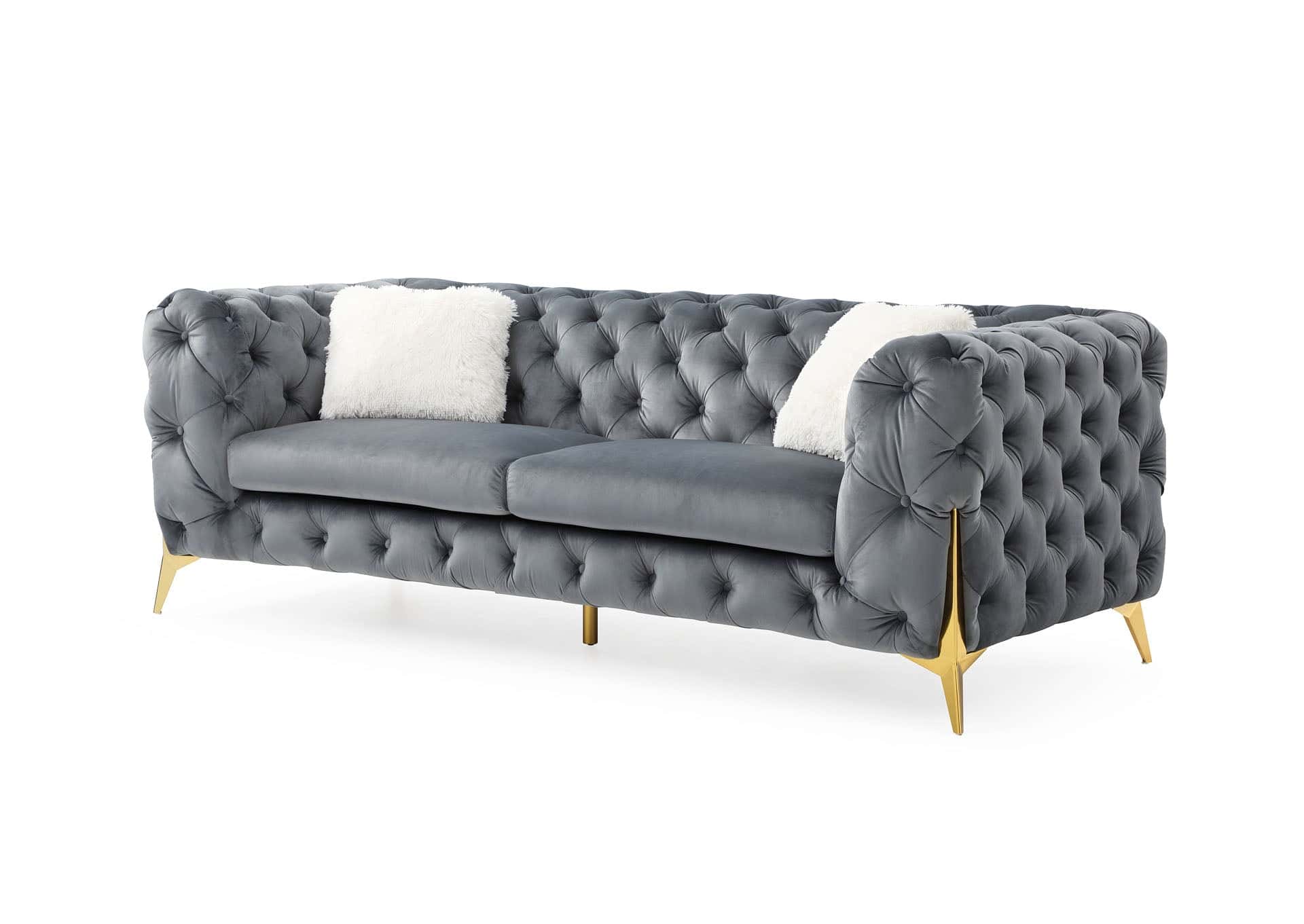 Best Quality Furniture James Dark Gray Velvet Fabric Gold