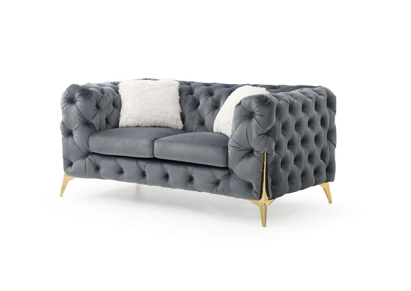 Moderno Gray Velvet Sofa & Loveseat by Galaxy Furniture