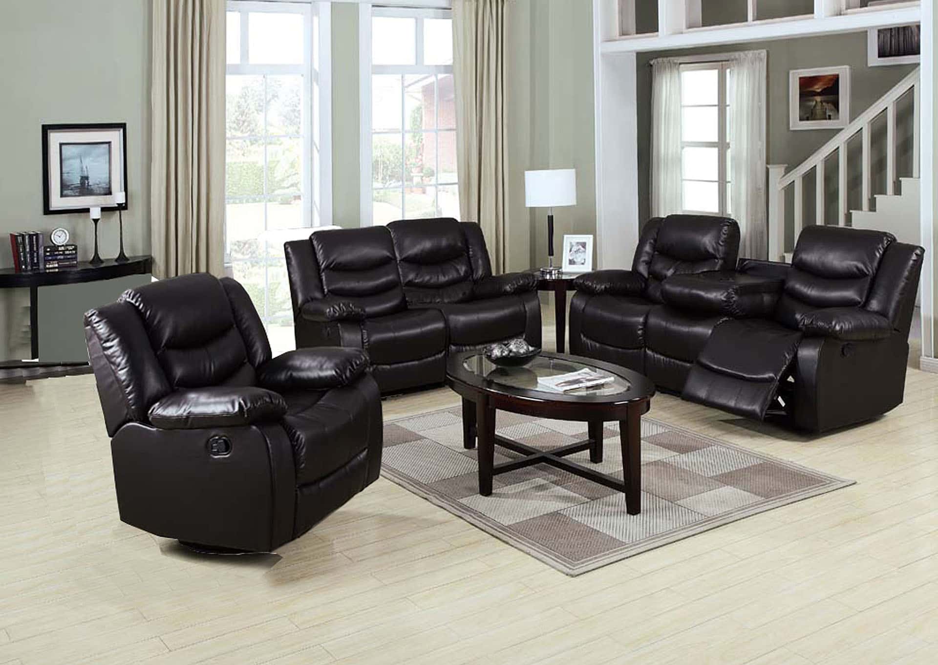 Reclining sofa with drop down cup holder sale