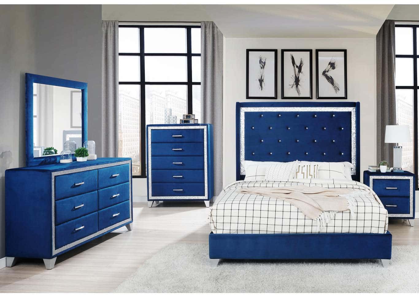 Sapphire Navy Blue Bedroom Set by Galaxy Furniture