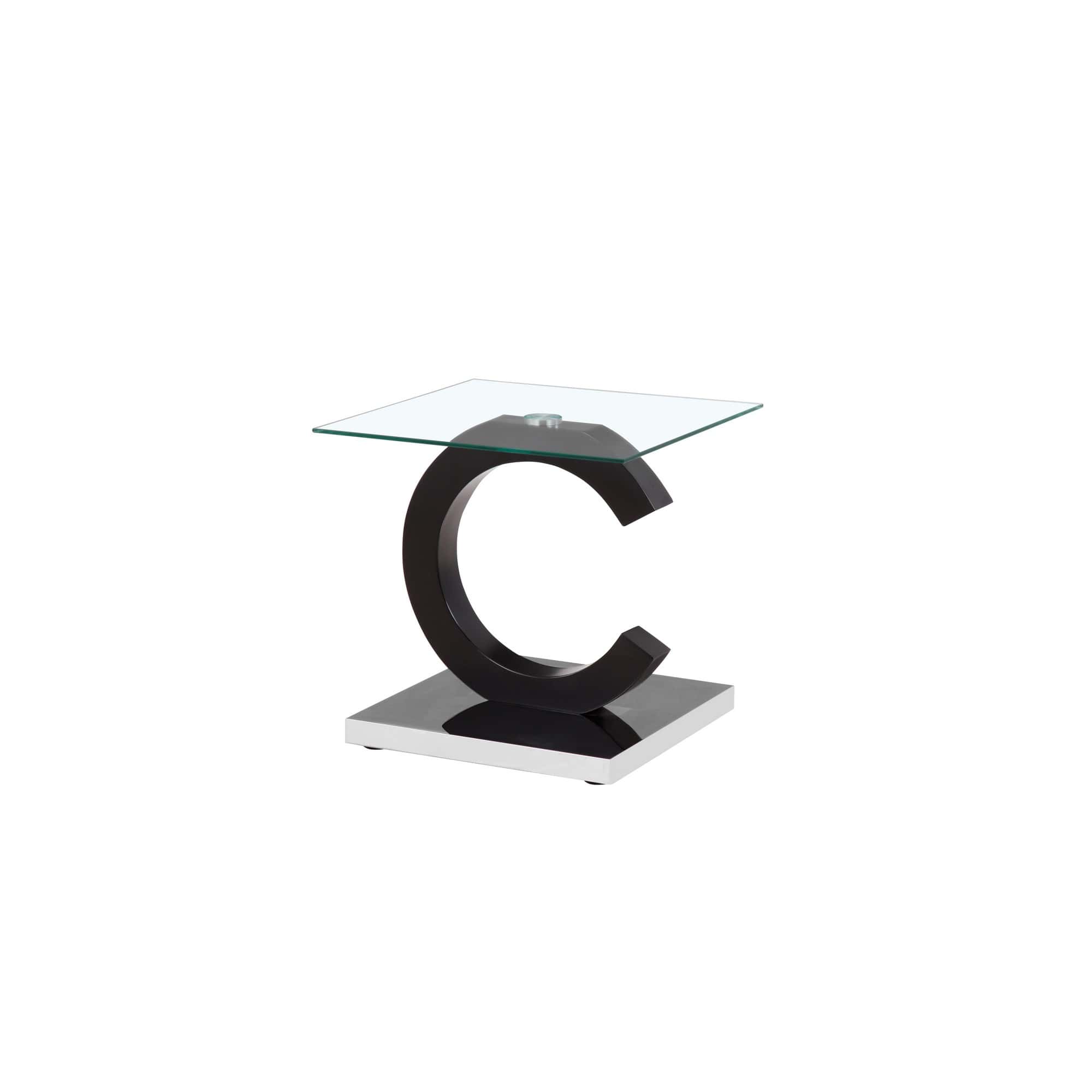 T2207E Black Glass Top End Table