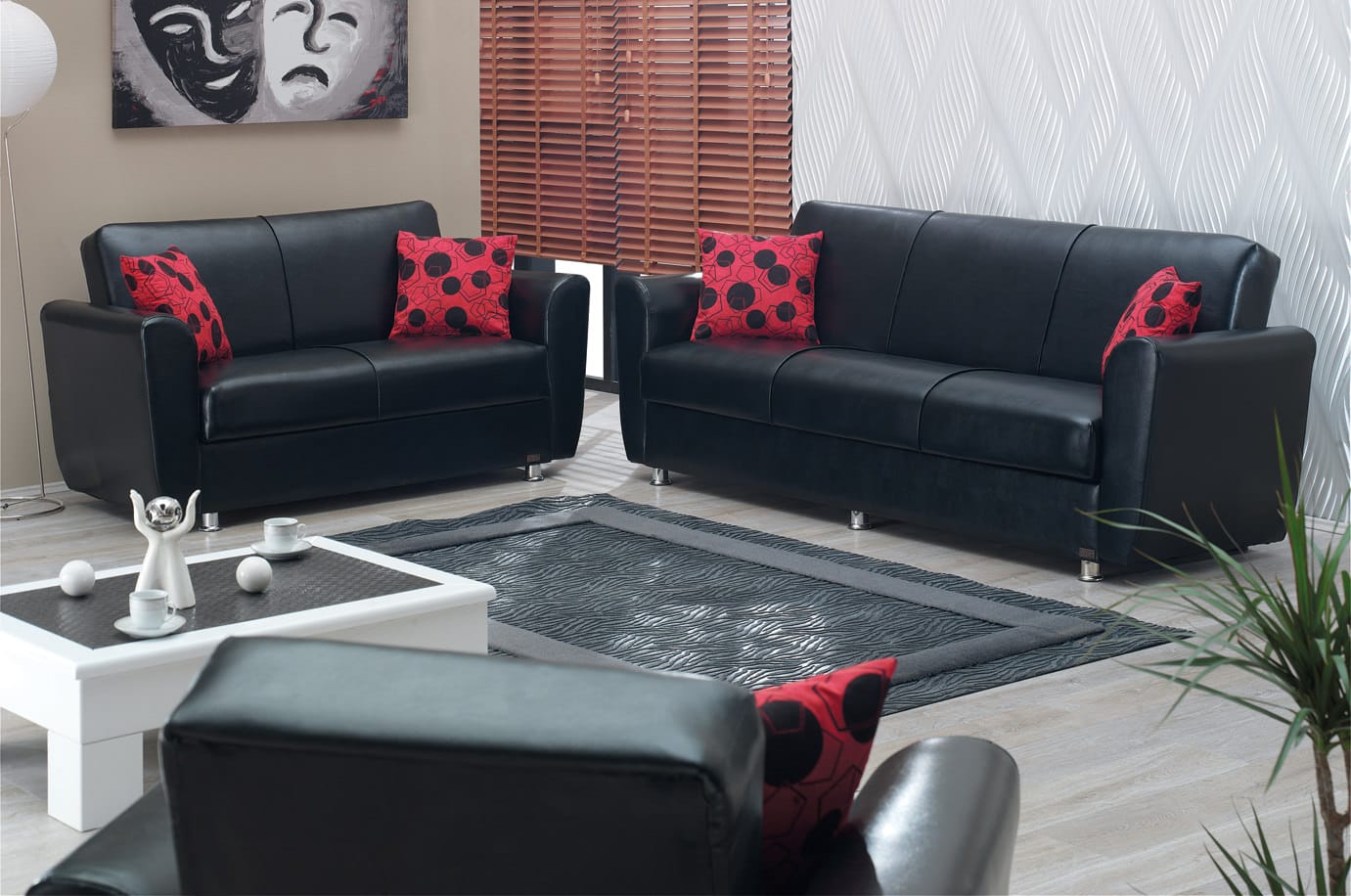 Harlem Black Leather Sofa Bed by Empire Furniture USA